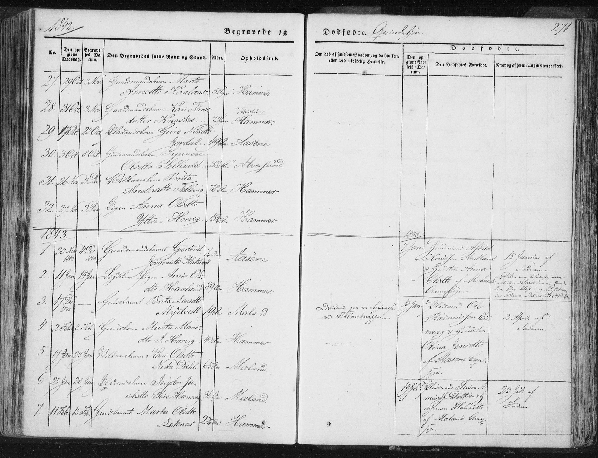 Hamre sokneprestembete, AV/SAB-A-75501/H/Ha/Haa/Haaa/L0012: Parish register (official) no. A 12, 1834-1845, p. 271