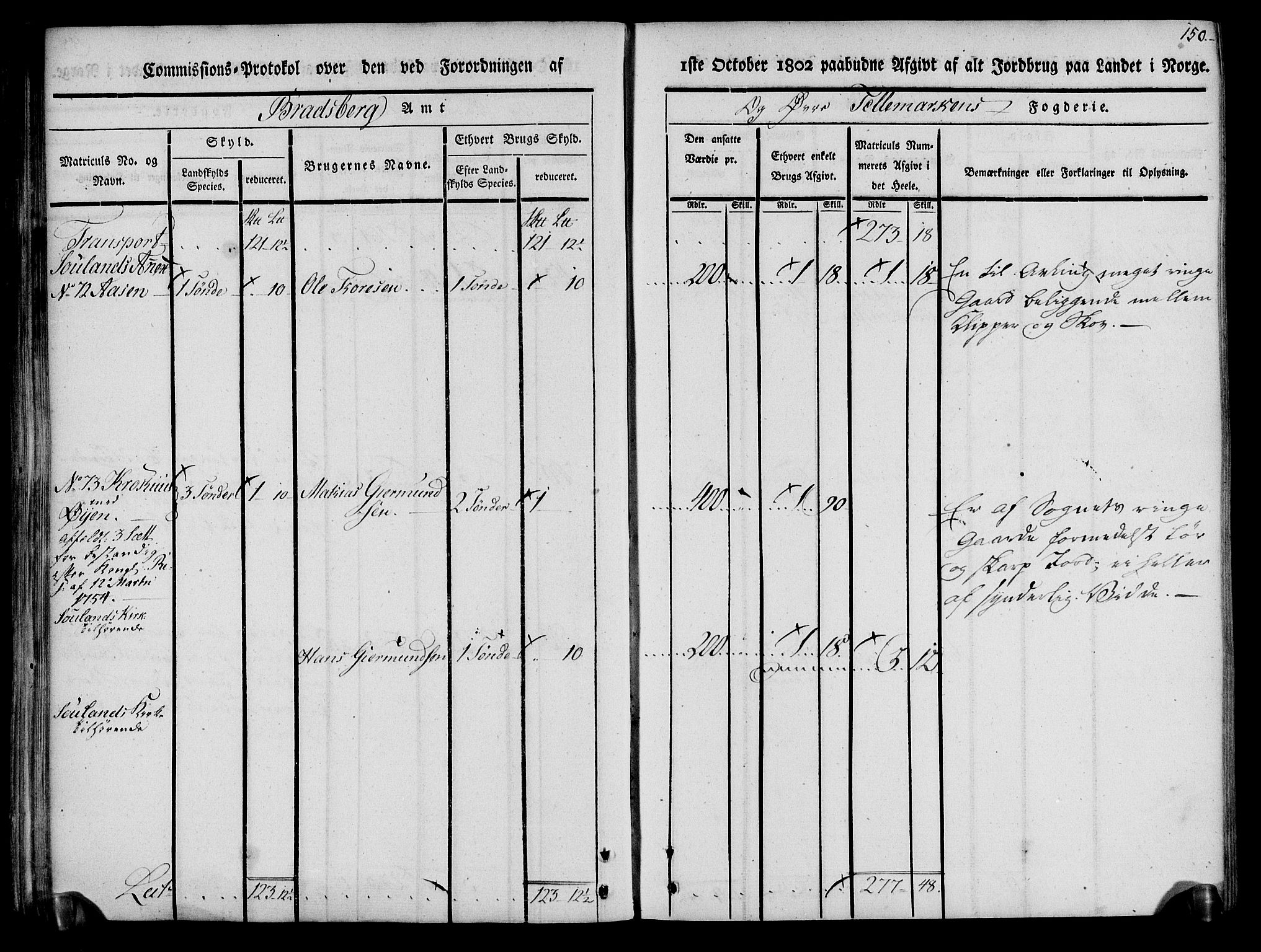 Rentekammeret inntil 1814, Realistisk ordnet avdeling, AV/RA-EA-4070/N/Ne/Nea/L0074: Øvre Telemarken fogderi. Kommisjonsprotokoll for fogderiets østre del - Tinn, Hjartdal og Seljord prestegjeld., 1803, p. 150