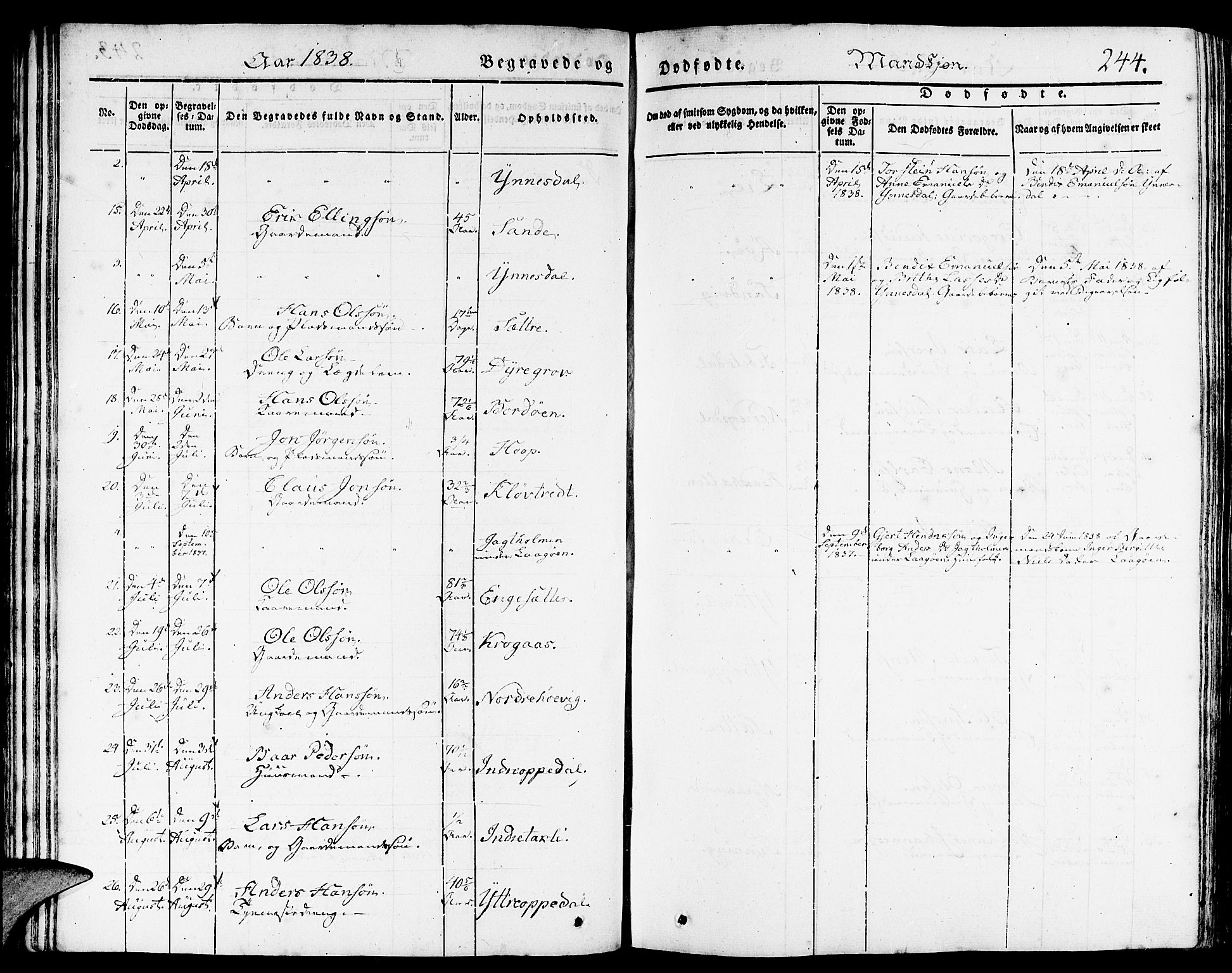 Gulen sokneprestembete, AV/SAB-A-80201/H/Haa/Haaa/L0020: Parish register (official) no. A 20, 1837-1847, p. 244