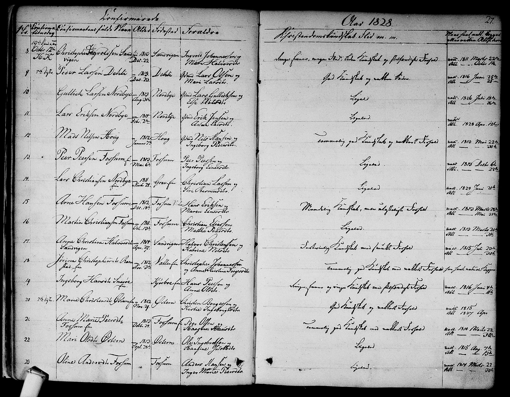 Asker prestekontor Kirkebøker, SAO/A-10256a/F/Fa/L0009: Parish register (official) no. I 9, 1825-1878, p. 27
