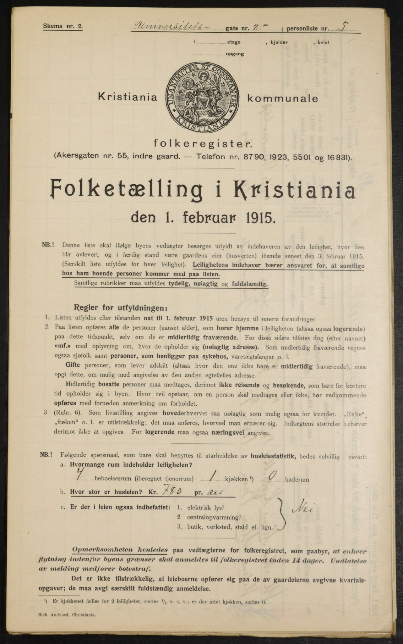 OBA, Municipal Census 1915 for Kristiania, 1915, p. 120610