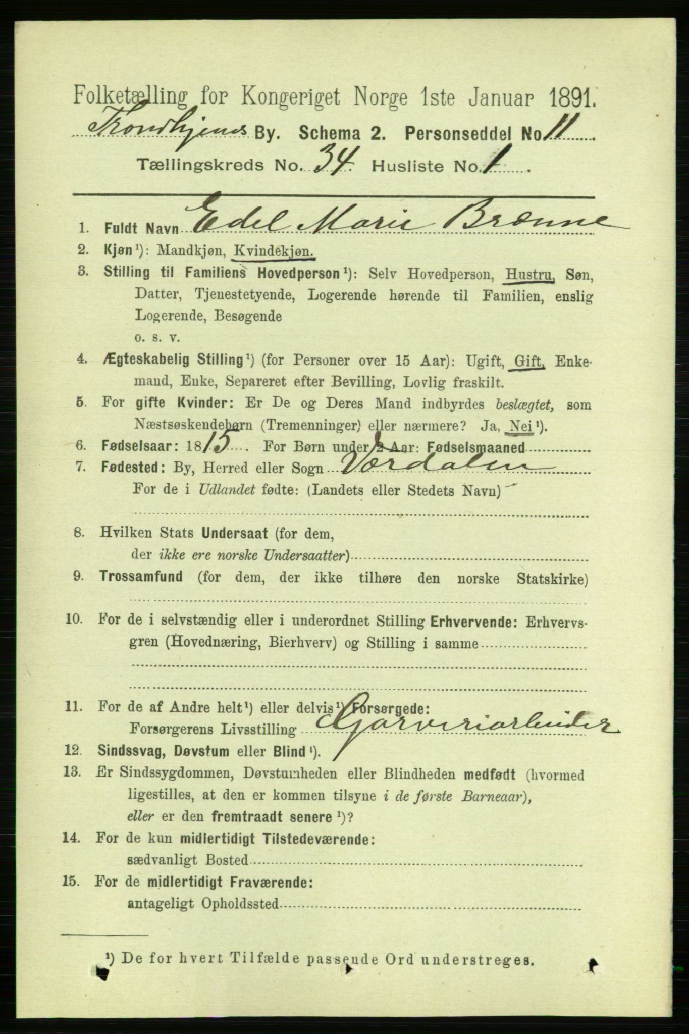 RA, 1891 census for 1601 Trondheim, 1891, p. 25700