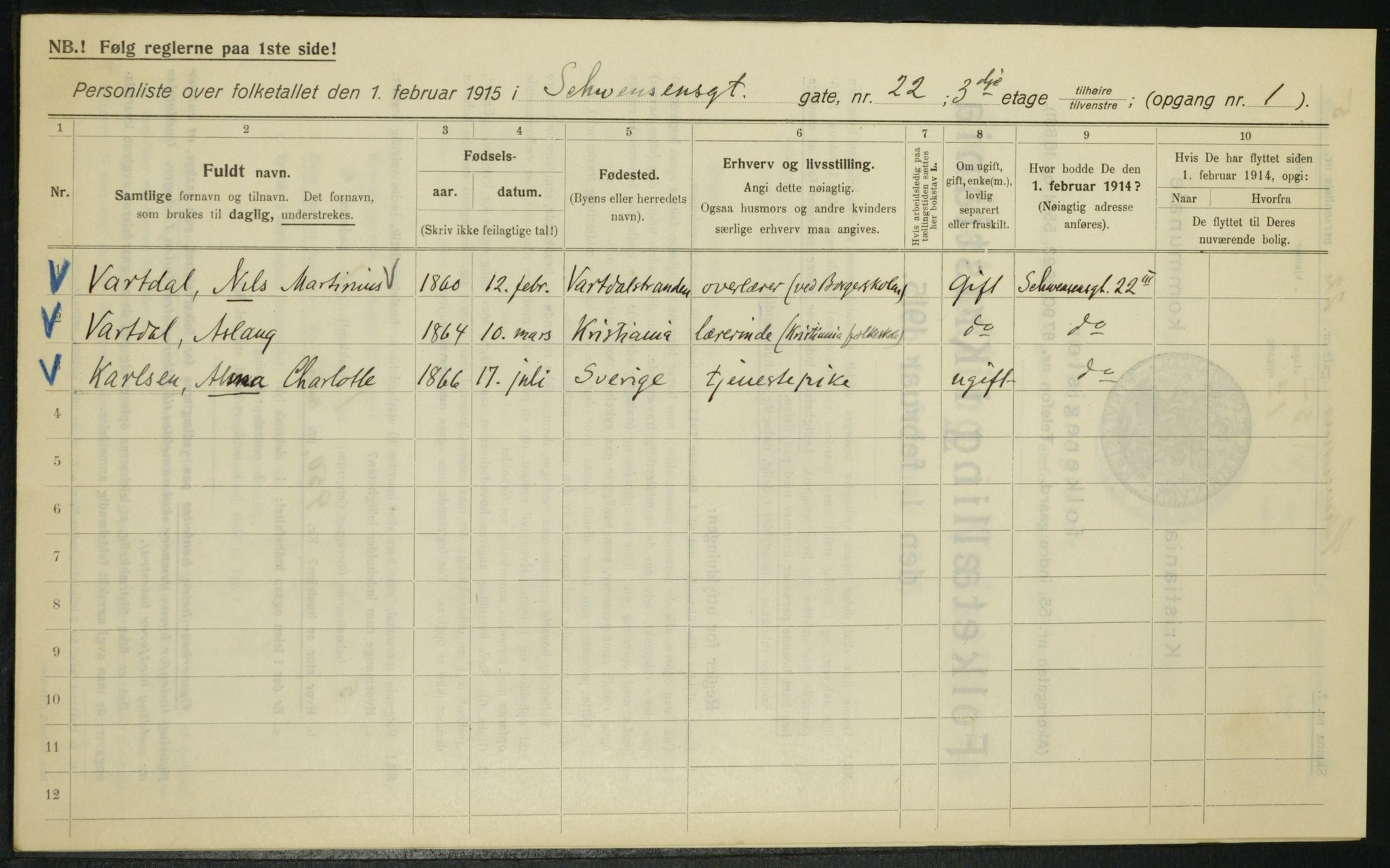 OBA, Municipal Census 1915 for Kristiania, 1915, p. 92565