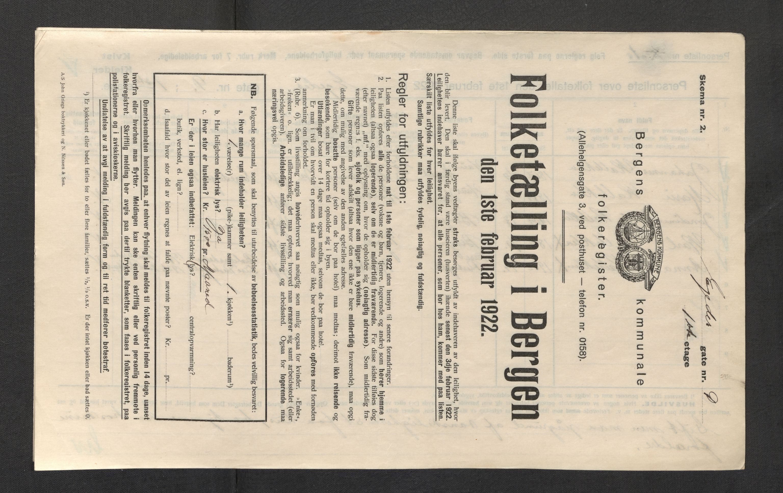 SAB, Municipal Census 1922 for Bergen, 1922, p. 6515