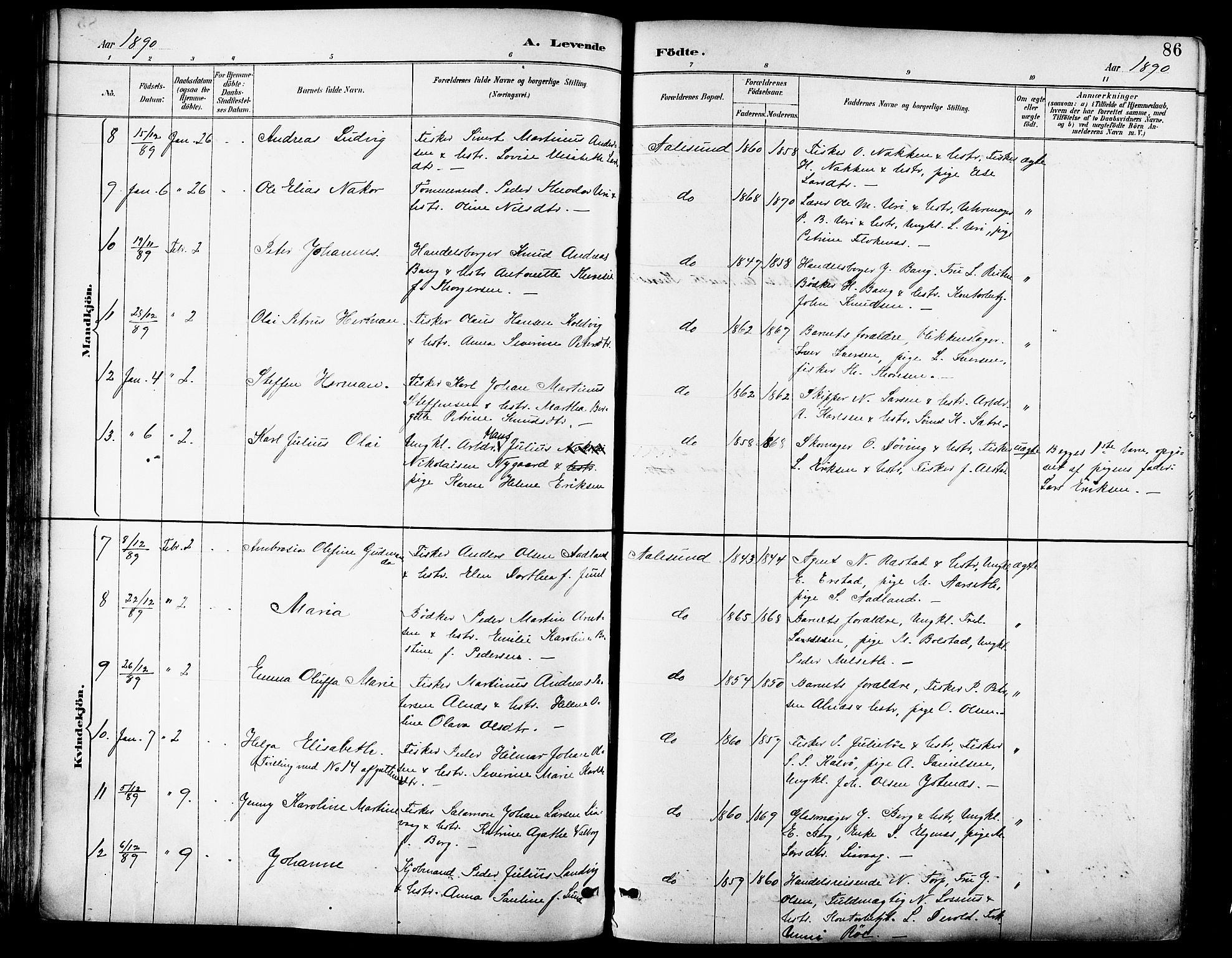 Ministerialprotokoller, klokkerbøker og fødselsregistre - Møre og Romsdal, AV/SAT-A-1454/529/L0455: Parish register (official) no. 529A05, 1885-1893, p. 86