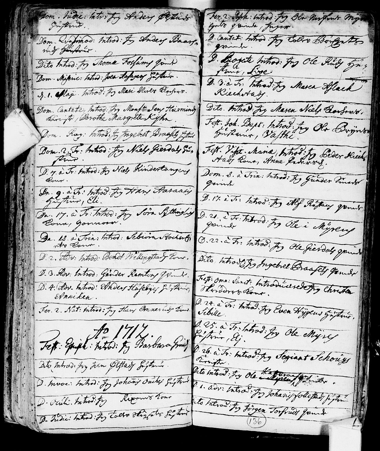 Røyken kirkebøker, AV/SAKO-A-241/F/Fa/L0001: Parish register (official) no. 1, 1701-1730, p. 136