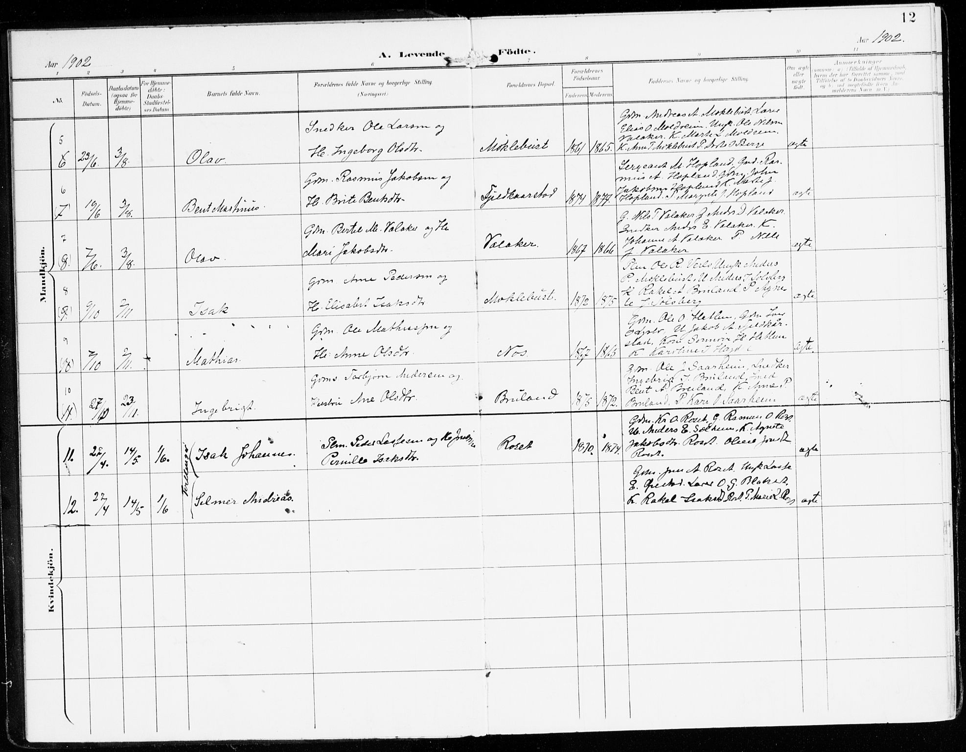 Innvik sokneprestembete, SAB/A-80501: Parish register (official) no. D 2, 1900-1921, p. 12