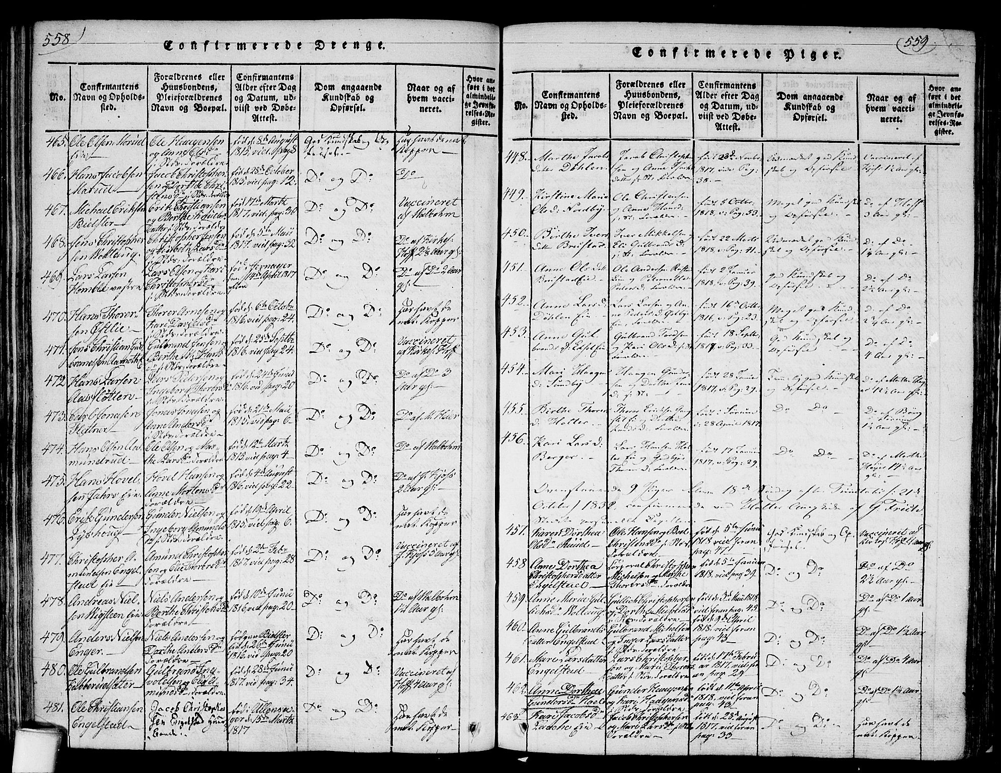 Nannestad prestekontor Kirkebøker, SAO/A-10414a/F/Fa/L0009: Parish register (official) no. I 9, 1815-1840, p. 558-559