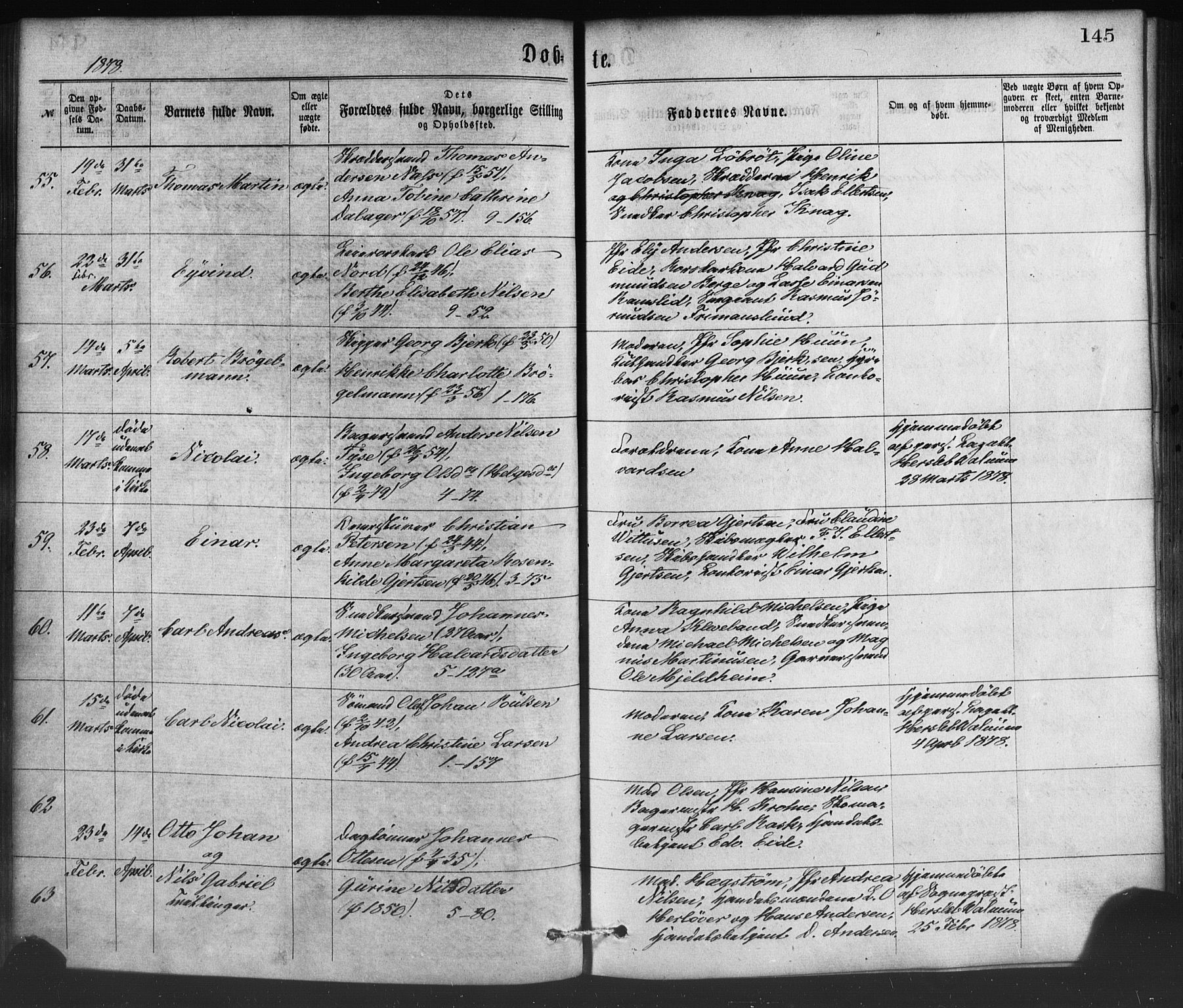 Nykirken Sokneprestembete, SAB/A-77101/H/Haa/L0016: Parish register (official) no. B 3, 1870-1884, p. 145