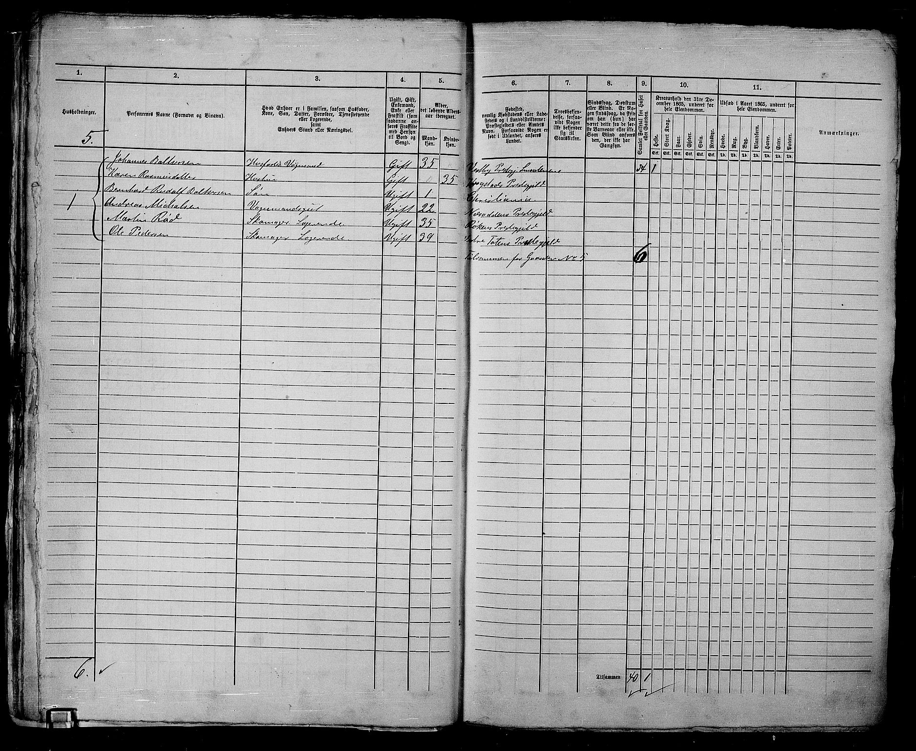 RA, 1865 census for Kristiania, 1865, p. 1664