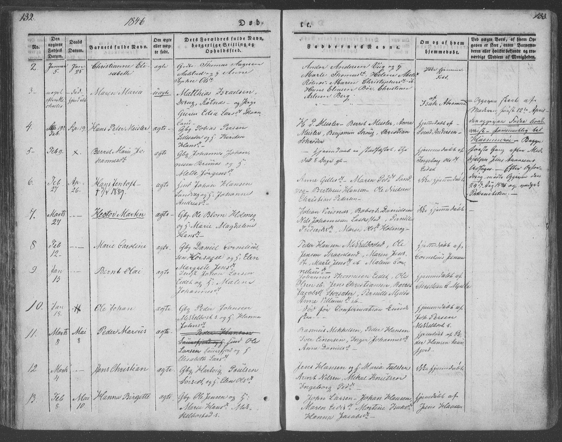 Ministerialprotokoller, klokkerbøker og fødselsregistre - Nordland, AV/SAT-A-1459/855/L0799: Parish register (official) no. 855A07, 1834-1852, p. 132-133