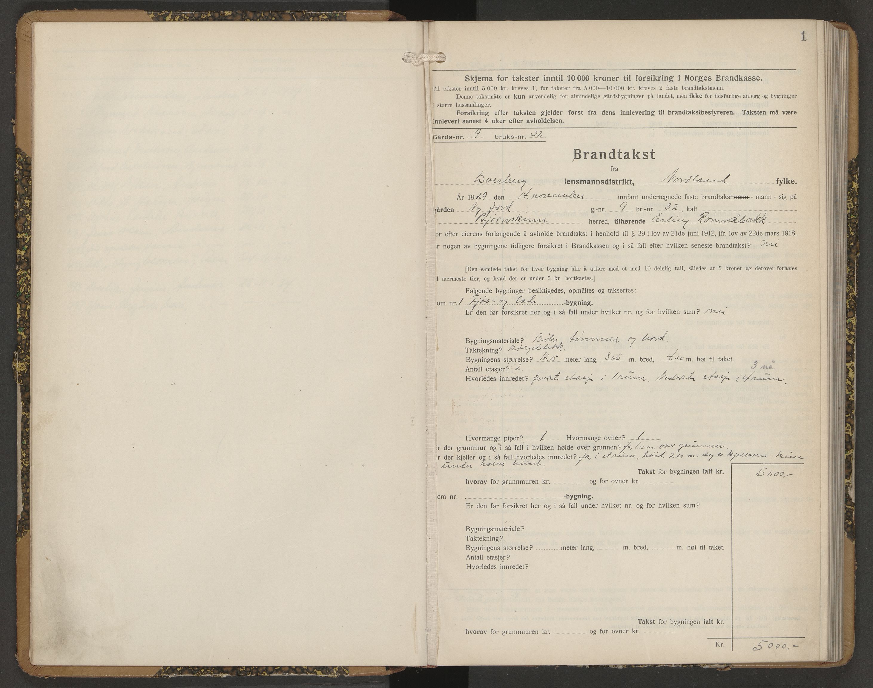 Andøy lensmannskontor, AV/SAT-A-1187/1/O/Oa/L0007: Branntakstprotokoll, 1929-1934