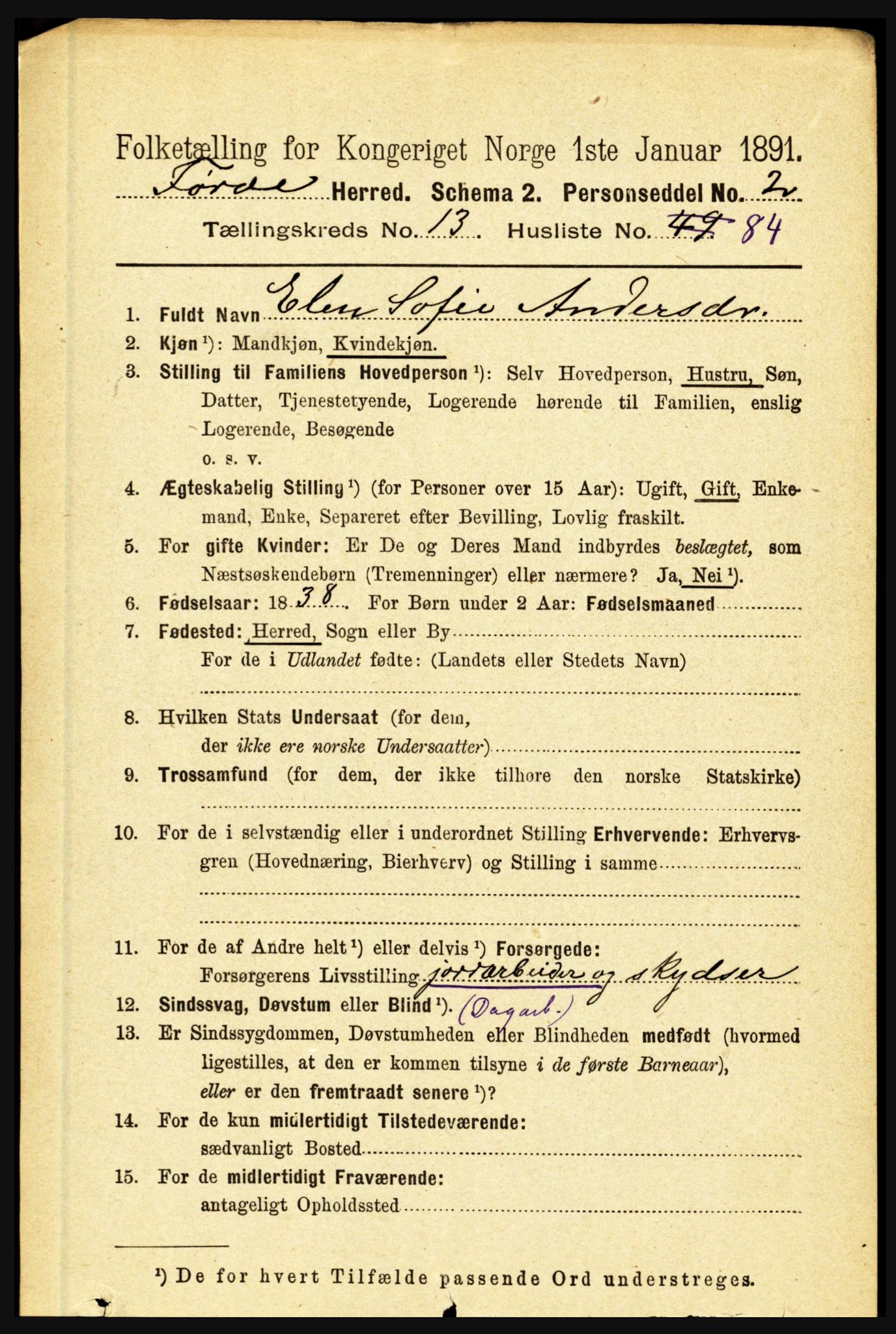 RA, 1891 census for 1432 Førde, 1891, p. 5055