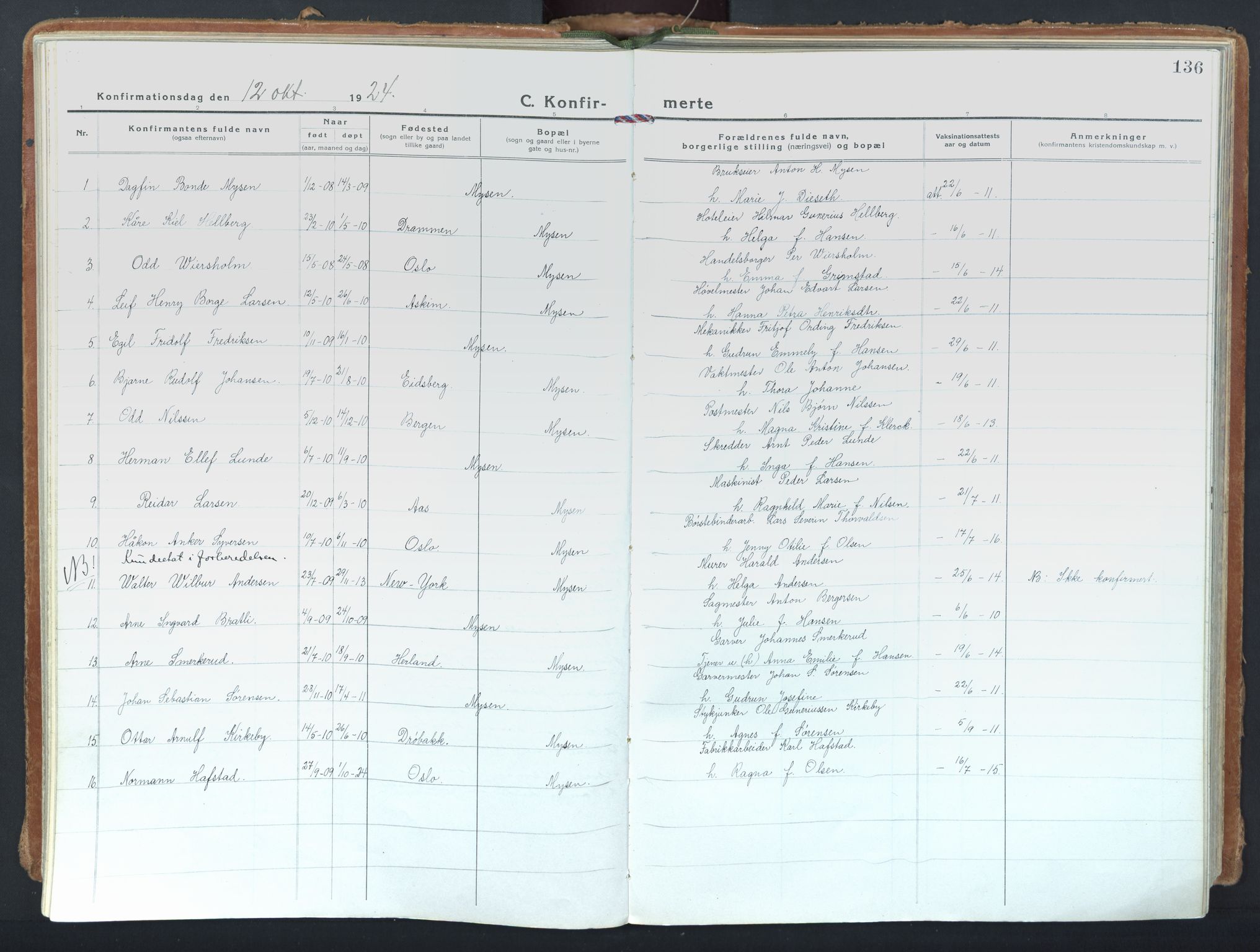 Eidsberg prestekontor Kirkebøker, SAO/A-10905/F/Fd/L0001: Parish register (official) no. IV 1, 1921-1948, p. 136