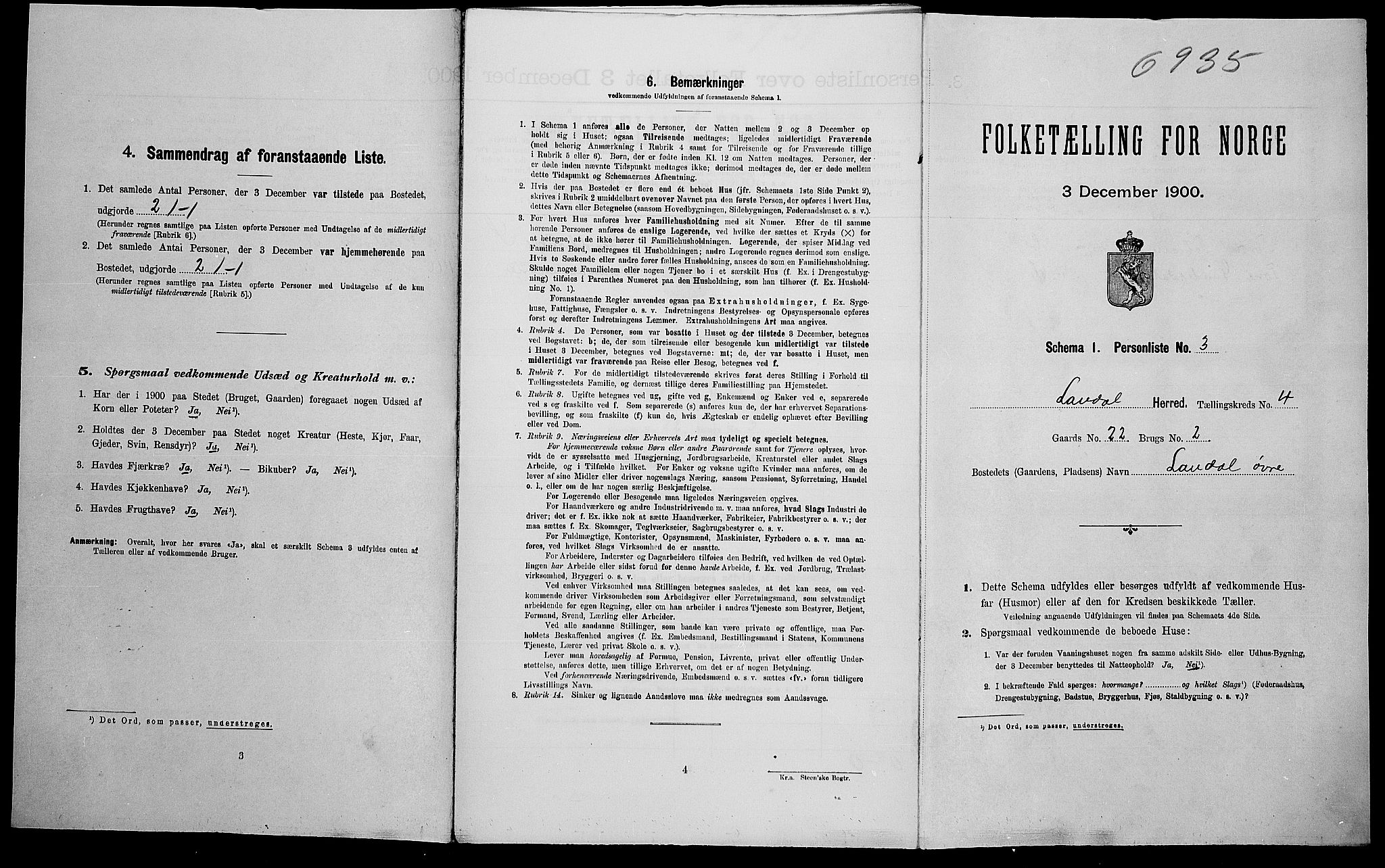 SAK, 1900 census for Laudal, 1900, p. 24