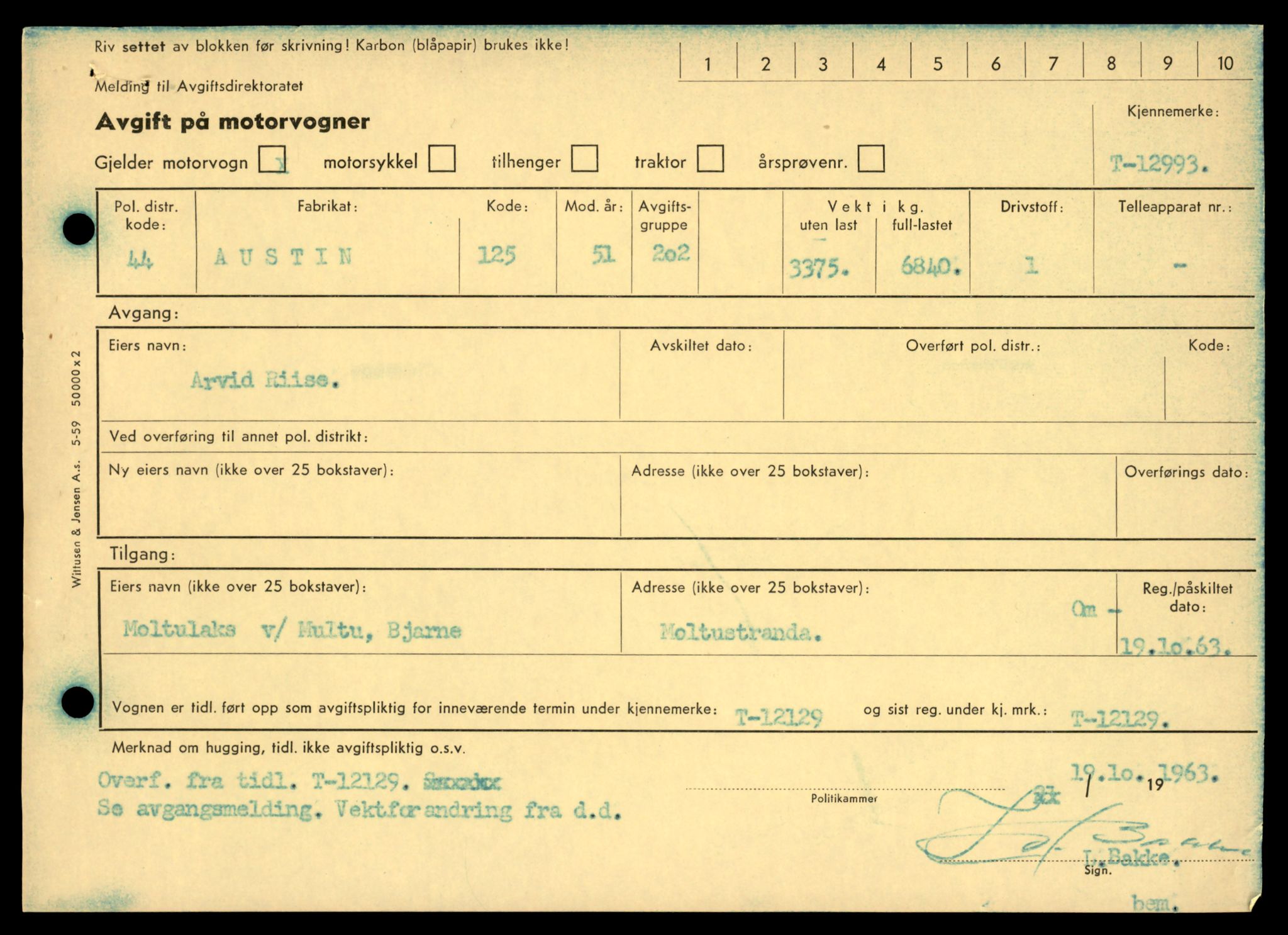 Møre og Romsdal vegkontor - Ålesund trafikkstasjon, AV/SAT-A-4099/F/Fe/L0036: Registreringskort for kjøretøy T 12831 - T 13030, 1927-1998, p. 2367
