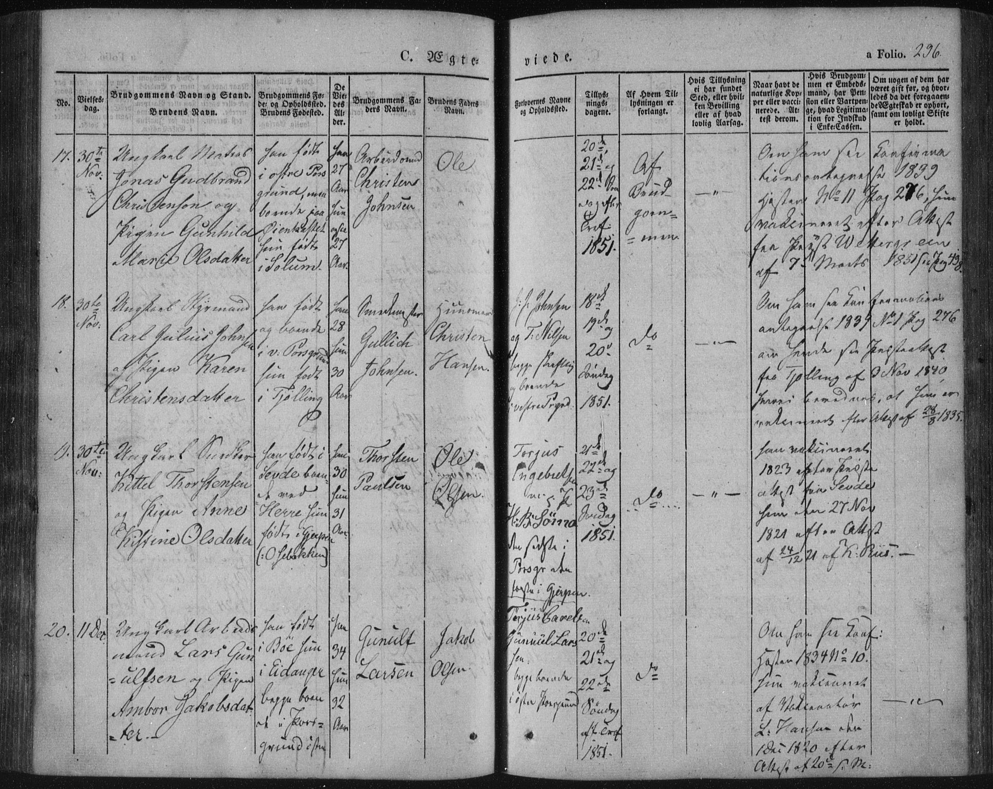Porsgrunn kirkebøker , SAKO/A-104/F/Fa/L0006: Parish register (official) no. 6, 1841-1857, p. 296