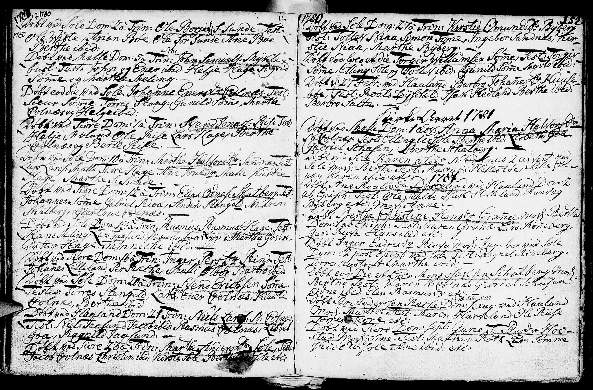 Håland sokneprestkontor, SAST/A-101802/001/30BA/L0002: Parish register (official) no. A 2, 1722-1794, p. 152