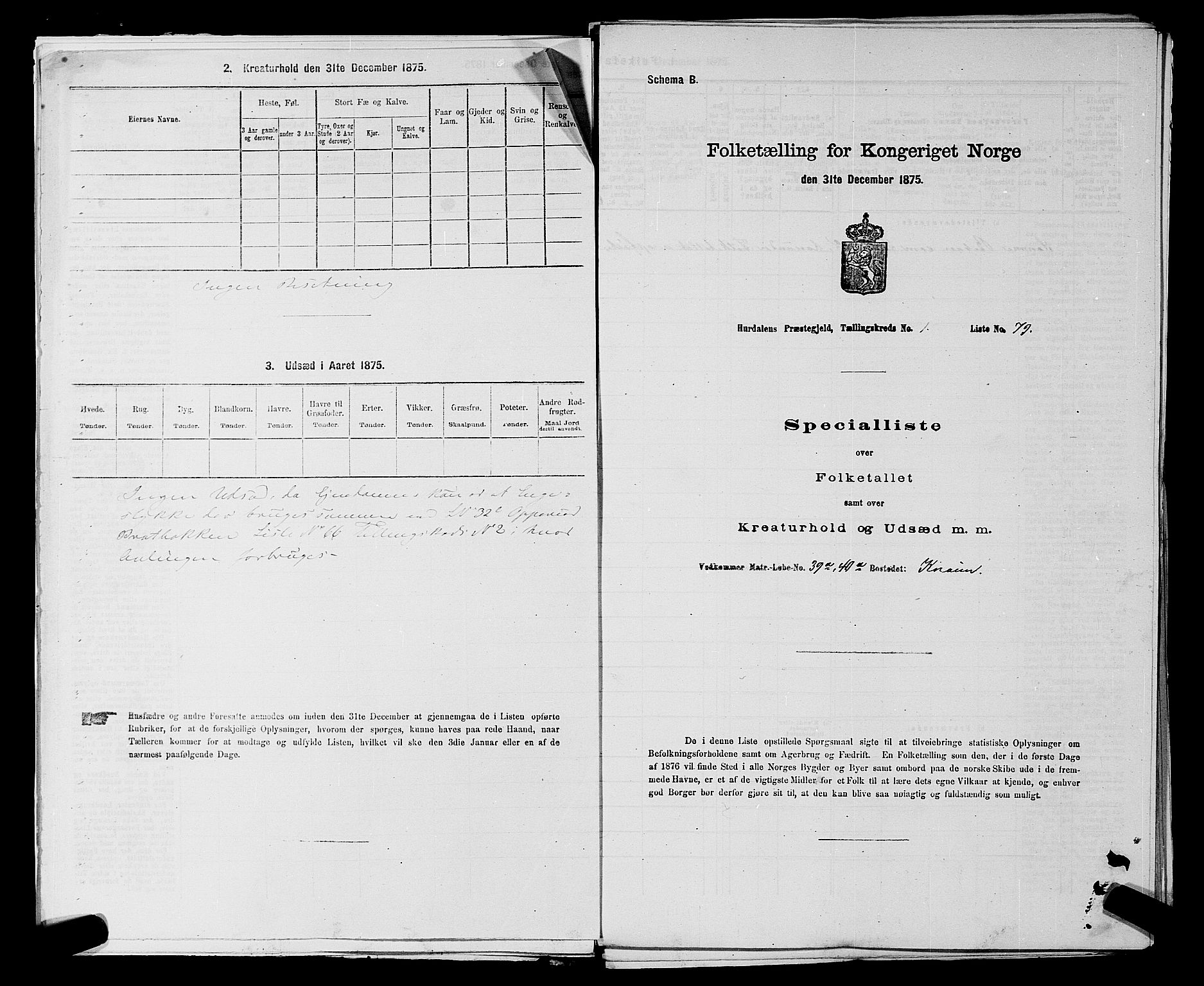 RA, 1875 census for 0239P Hurdal, 1875, p. 47