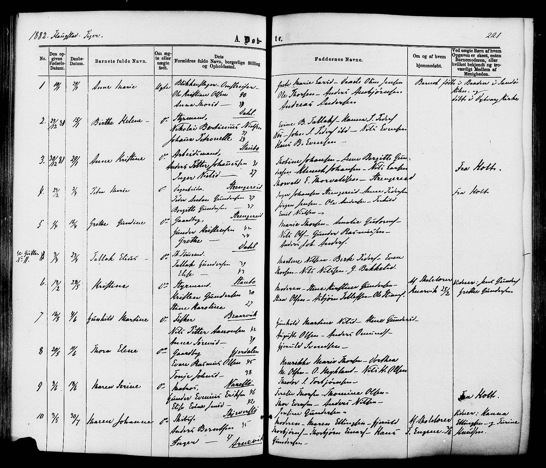 Dypvåg sokneprestkontor, SAK/1111-0007/F/Fa/Faa/L0007: Parish register (official) no. A 7 /2, 1877-1884, p. 221