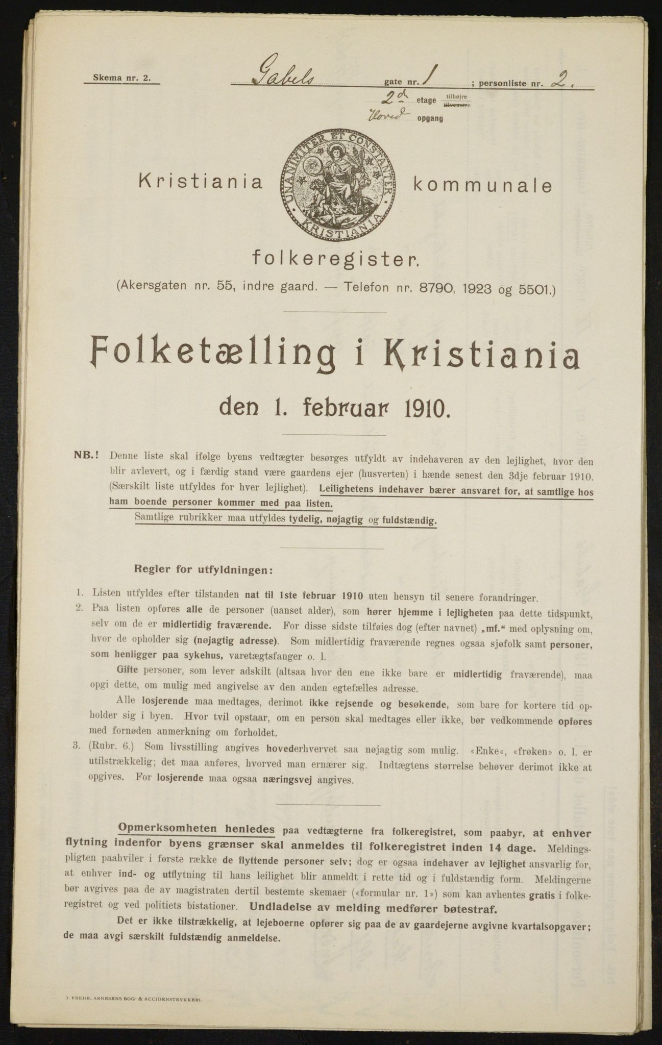 OBA, Municipal Census 1910 for Kristiania, 1910, p. 27109