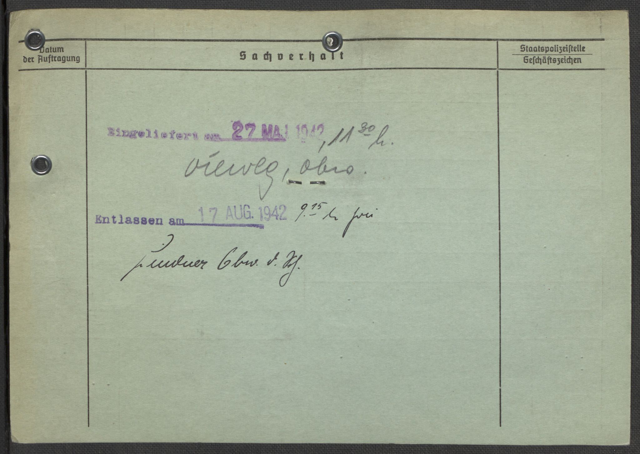 Befehlshaber der Sicherheitspolizei und des SD, AV/RA-RAFA-5969/E/Ea/Eaa/L0001: Register over norske fanger i Møllergata 19: A-Bj, 1940-1945, p. 641