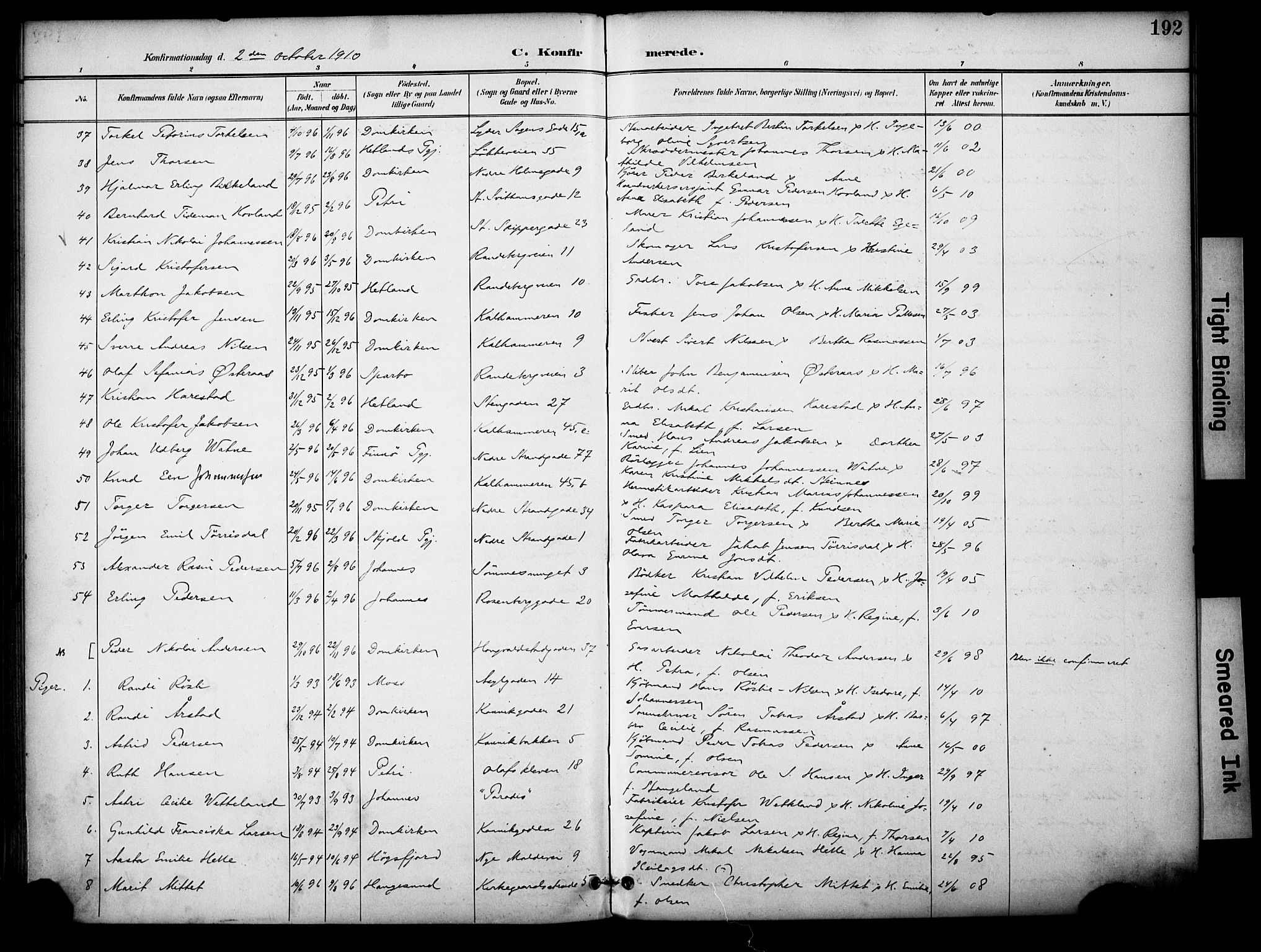 Domkirken sokneprestkontor, AV/SAST-A-101812/001/30/30BA/L0031: Parish register (official) no. A 30, 1896-1916, p. 192