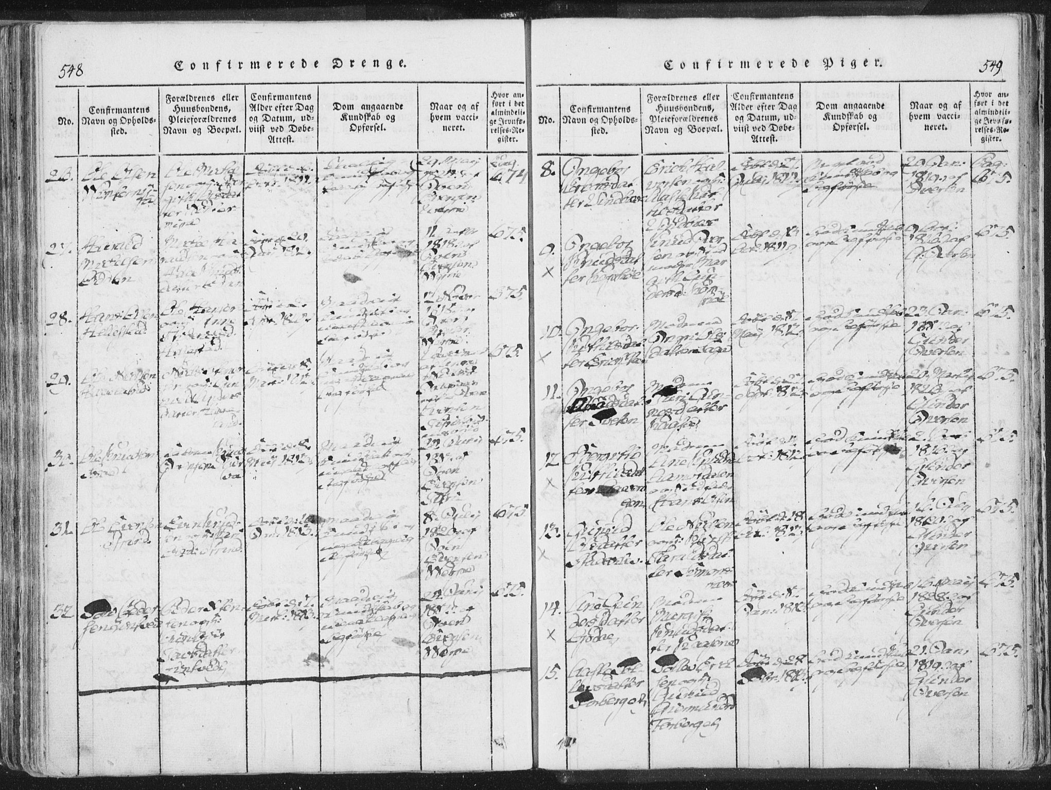 Bø kirkebøker, SAKO/A-257/F/Fa/L0006: Parish register (official) no. 6, 1815-1831, p. 548-549