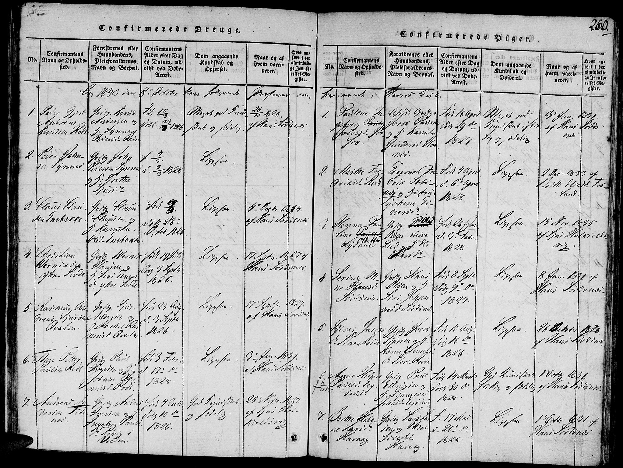 Ministerialprotokoller, klokkerbøker og fødselsregistre - Møre og Romsdal, SAT/A-1454/504/L0054: Parish register (official) no. 504A01, 1816-1861, p. 260