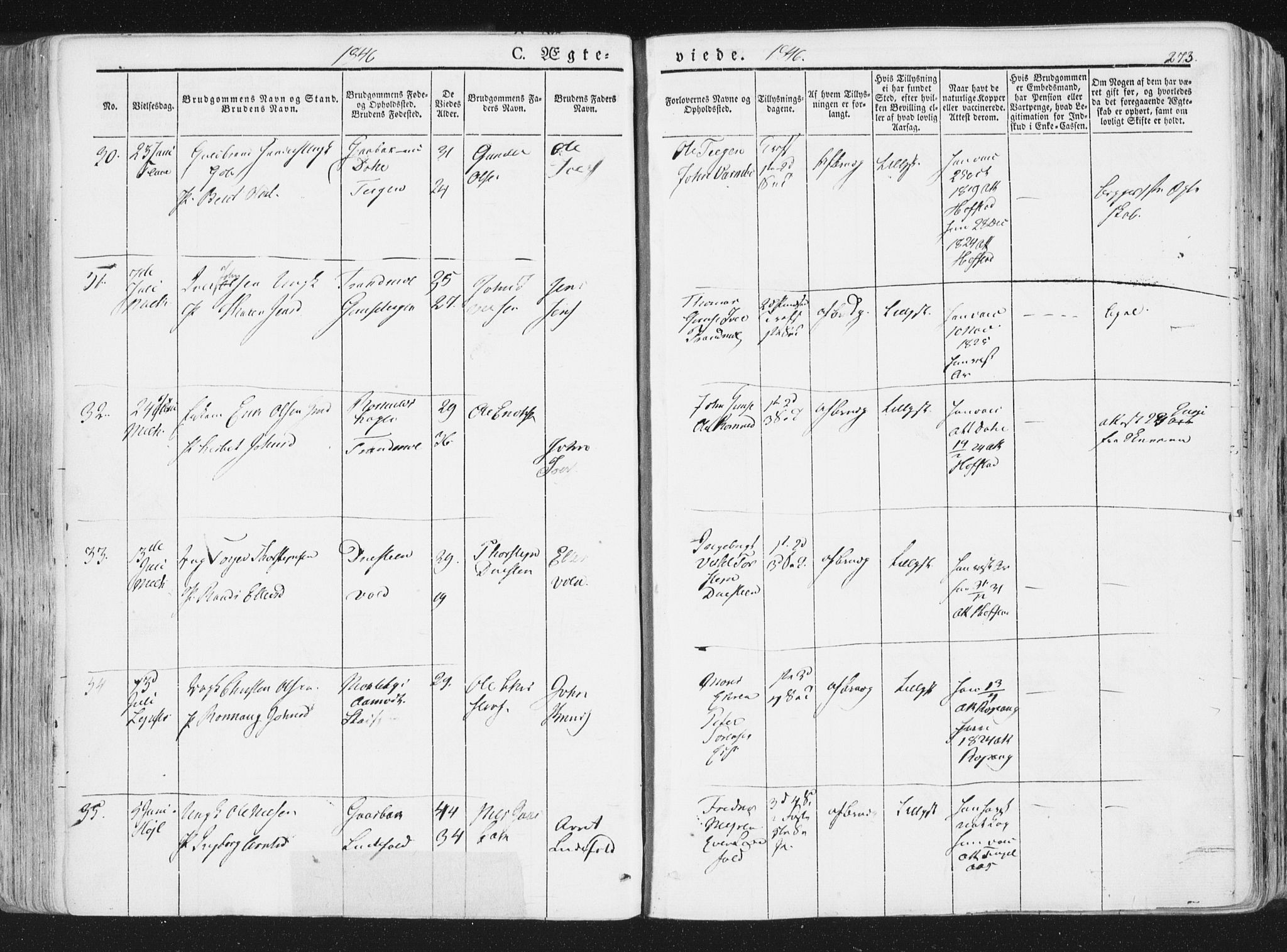 Ministerialprotokoller, klokkerbøker og fødselsregistre - Sør-Trøndelag, AV/SAT-A-1456/691/L1074: Parish register (official) no. 691A06, 1842-1852, p. 273