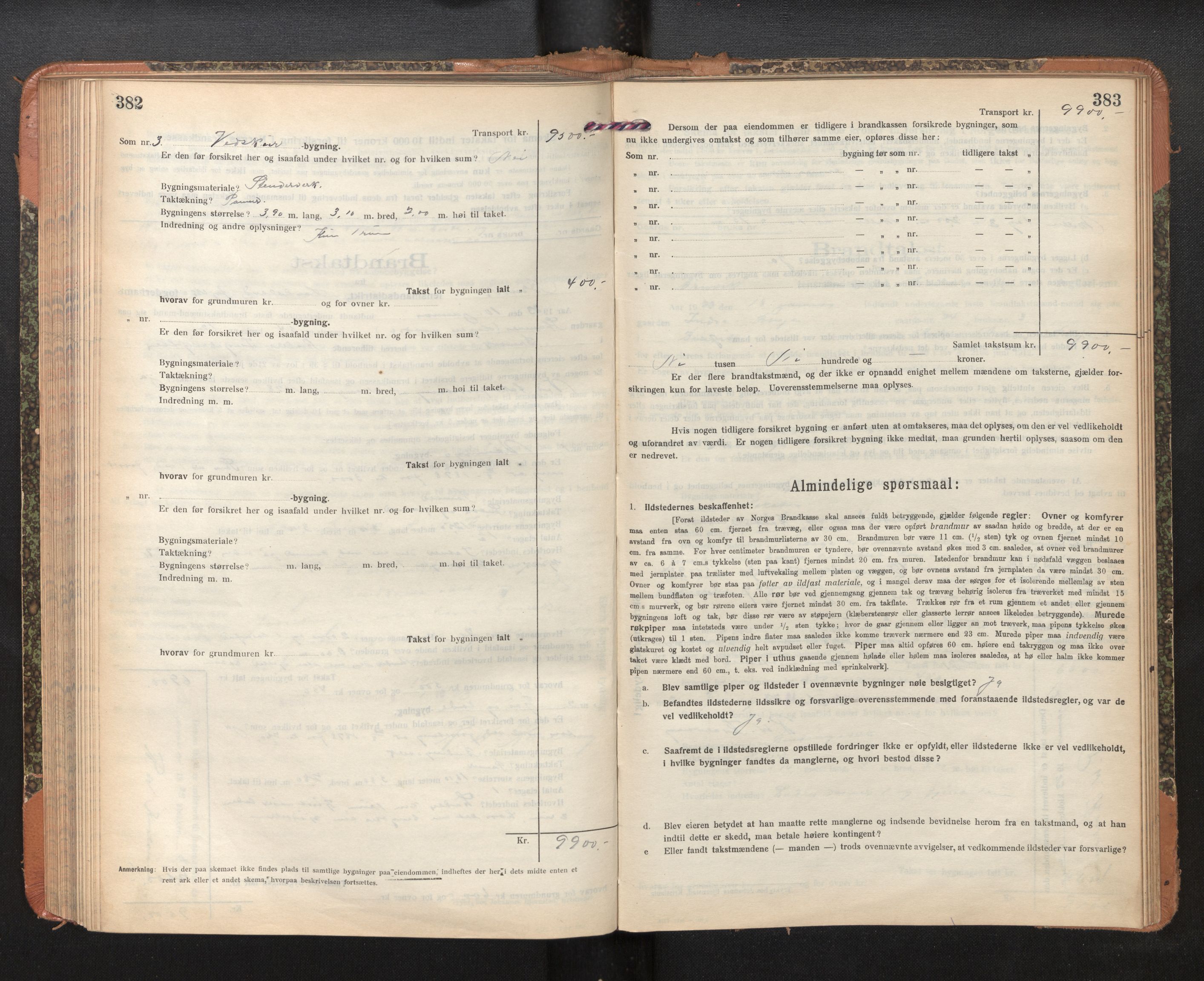 Lensmannen i Bruvik, AV/SAB-A-31301/0012/L0009: Branntakstprotokoll, skjematakst, 1918-1925, p. 382-383