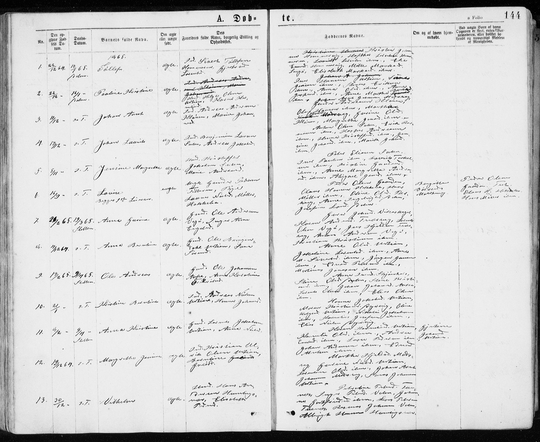 Ministerialprotokoller, klokkerbøker og fødselsregistre - Sør-Trøndelag, SAT/A-1456/640/L0576: Parish register (official) no. 640A01, 1846-1876, p. 144