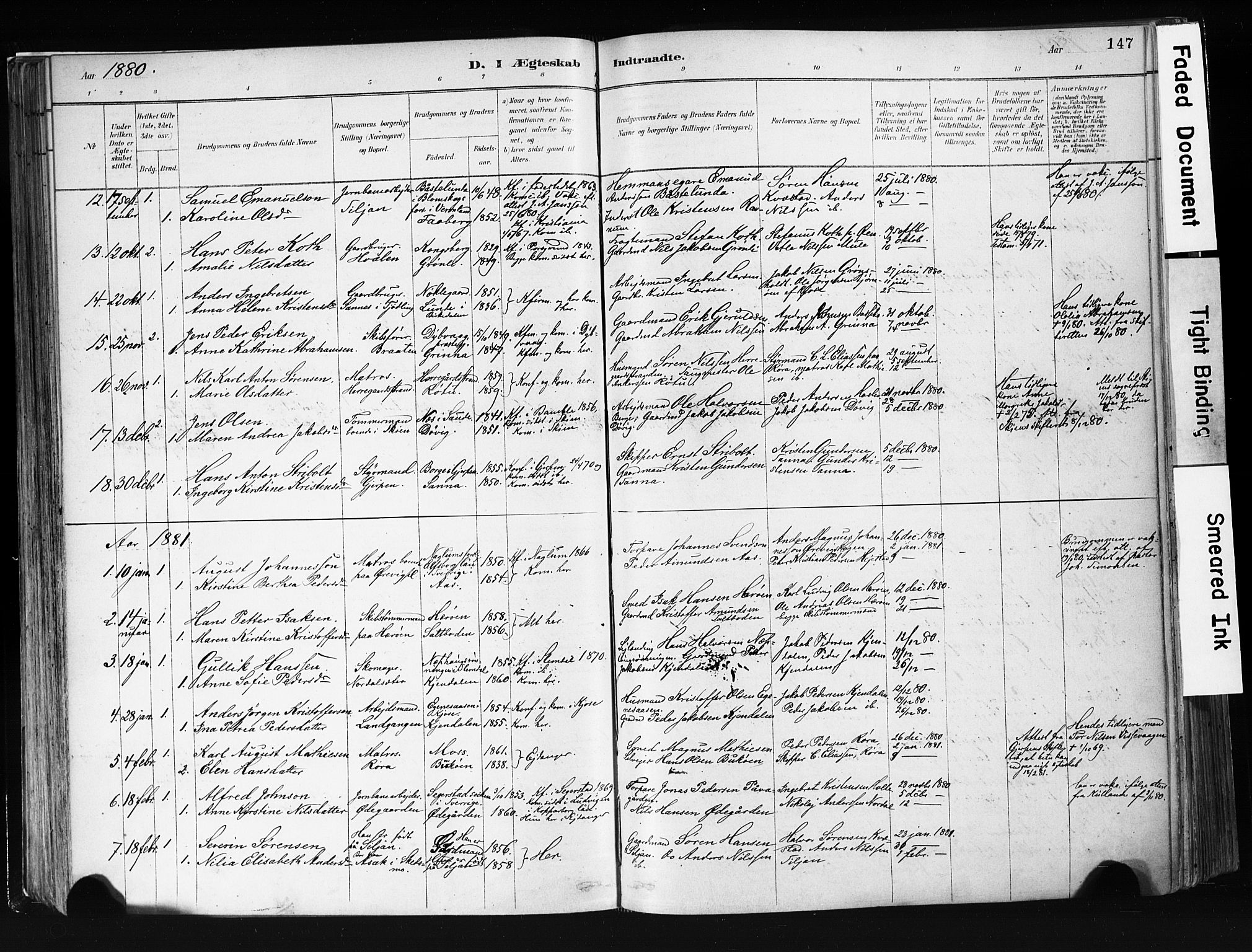 Eidanger kirkebøker, AV/SAKO-A-261/F/Fa/L0012: Parish register (official) no. 12, 1879-1900, p. 147