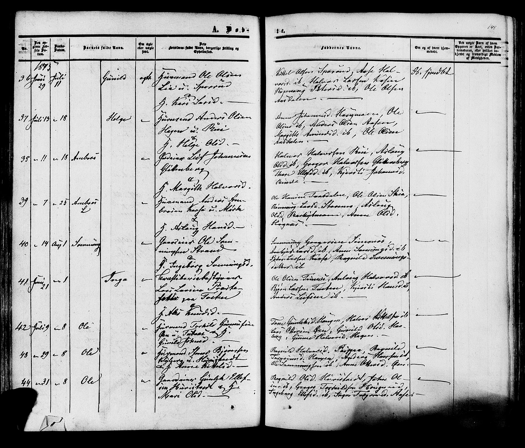 Heddal kirkebøker, AV/SAKO-A-268/F/Fa/L0007: Parish register (official) no. I 7, 1855-1877, p. 148