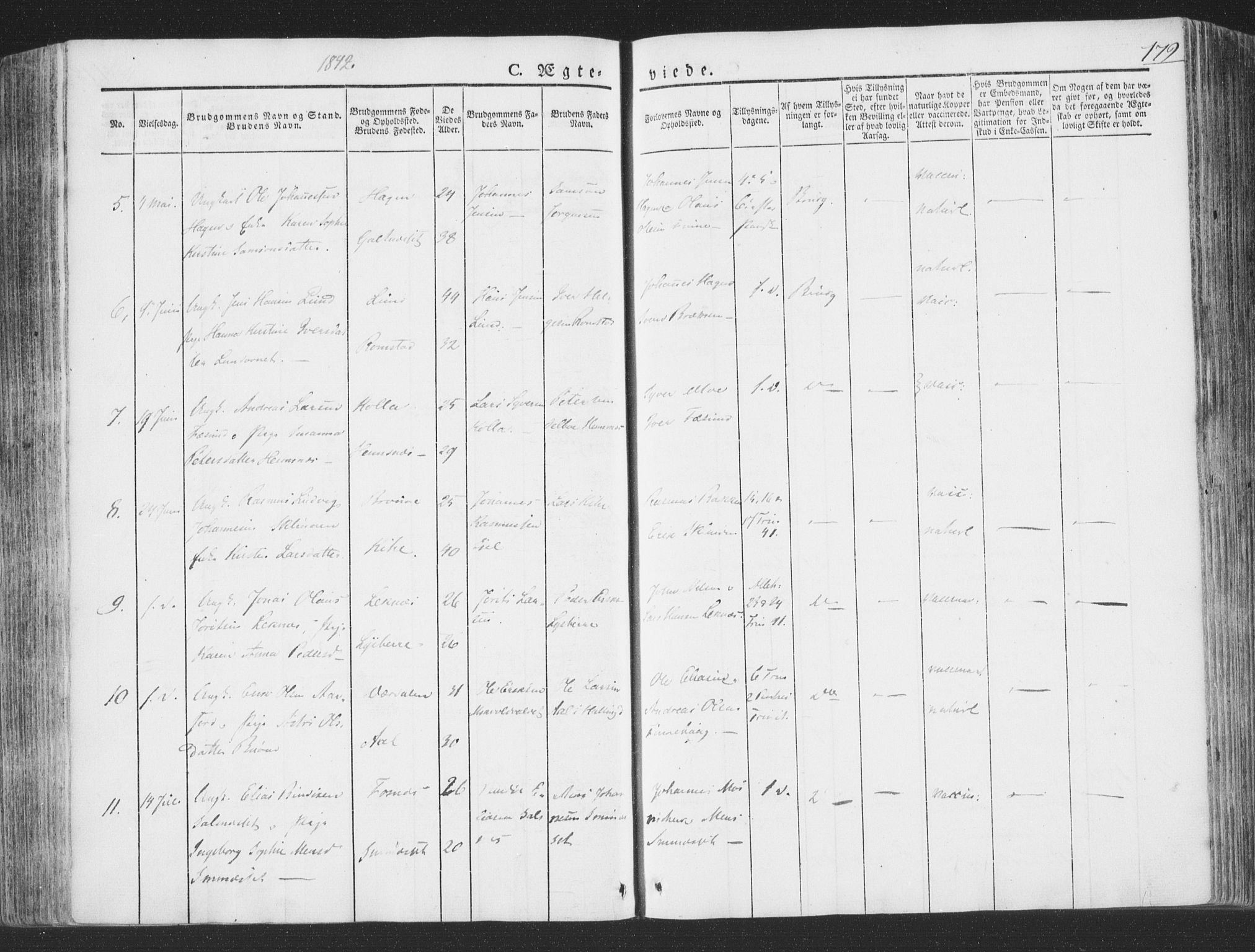 Ministerialprotokoller, klokkerbøker og fødselsregistre - Nord-Trøndelag, AV/SAT-A-1458/780/L0639: Parish register (official) no. 780A04, 1830-1844, p. 179