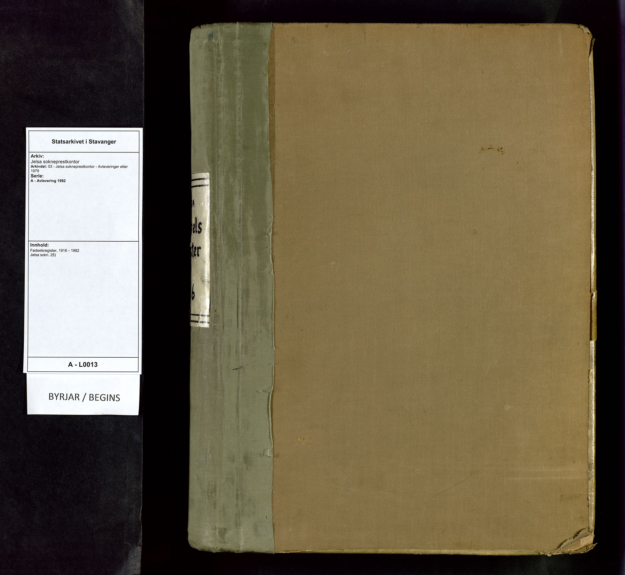 Jelsa sokneprestkontor, SAST/A-101842/02/I: Birth register no. 13, 1916-1982