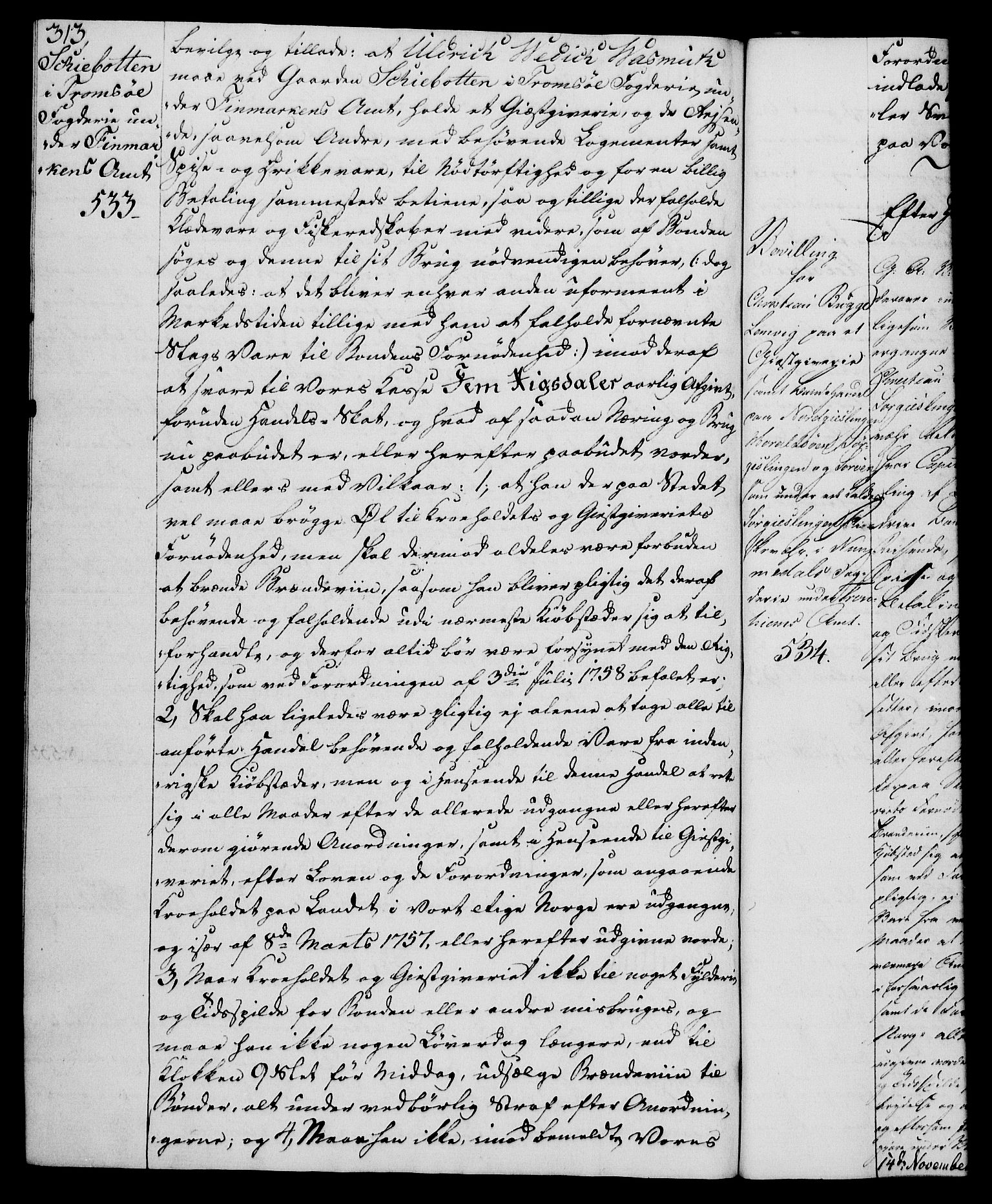 Rentekammeret, Kammerkanselliet, RA/EA-3111/G/Gg/Gga/L0015: Norsk ekspedisjonsprotokoll med register (merket RK 53.15), 1790-1791, p. 313
