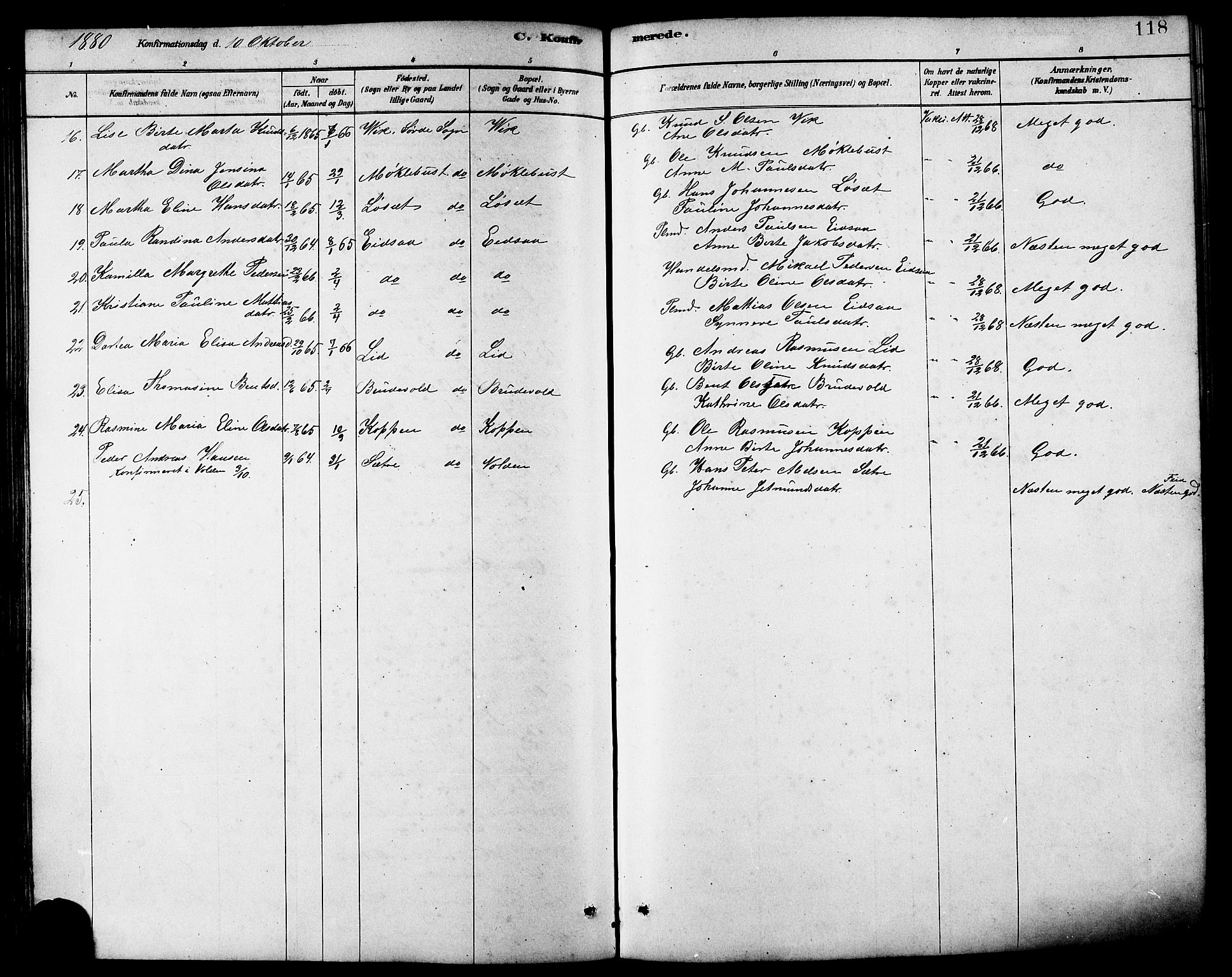Ministerialprotokoller, klokkerbøker og fødselsregistre - Møre og Romsdal, AV/SAT-A-1454/502/L0027: Parish register (copy) no. 502C01, 1878-1908, p. 118