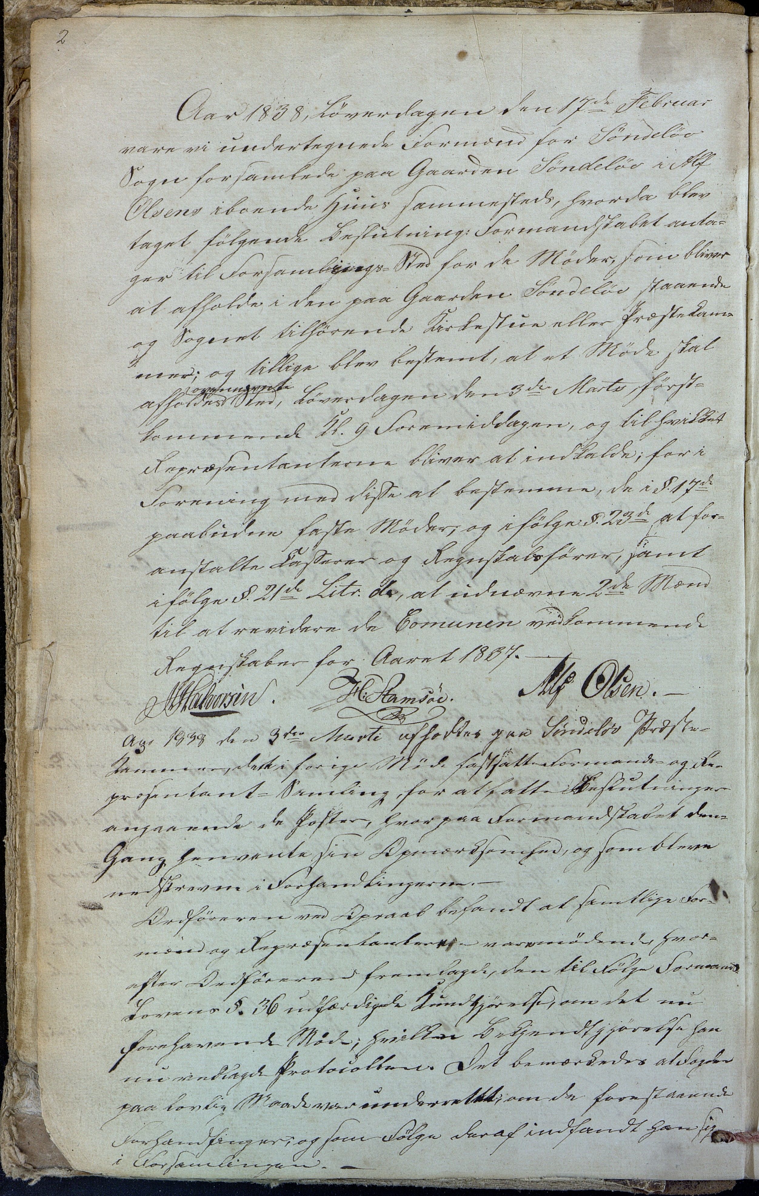 Søndeled kommune, AAKS/KA0913-PK/1/01/L0001: Forhandlingsprotokoll, 1837-1874, p. 2