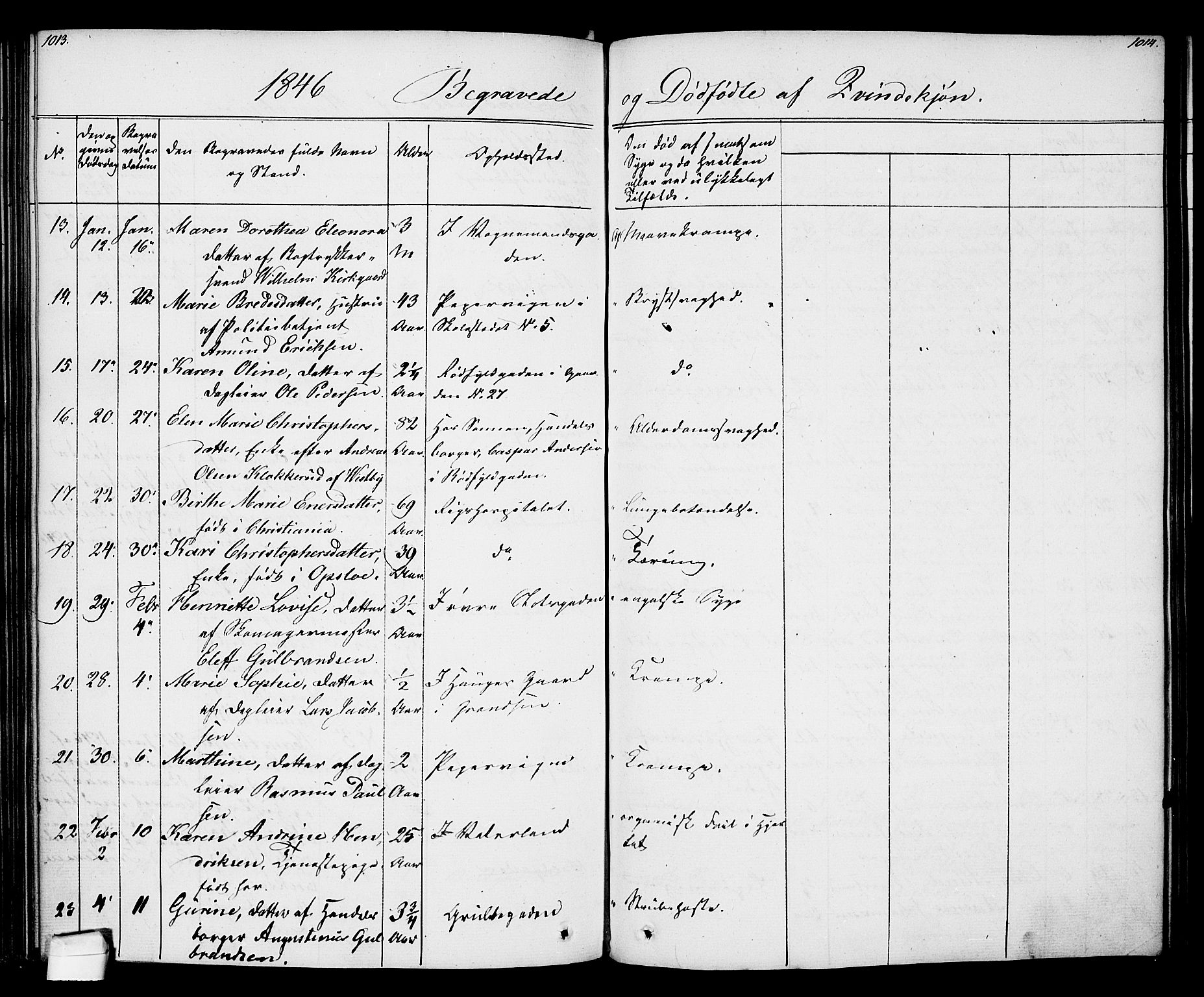 Oslo domkirke Kirkebøker, AV/SAO-A-10752/F/Fa/L0024: Parish register (official) no. 24, 1833-1846, p. 1013-1014