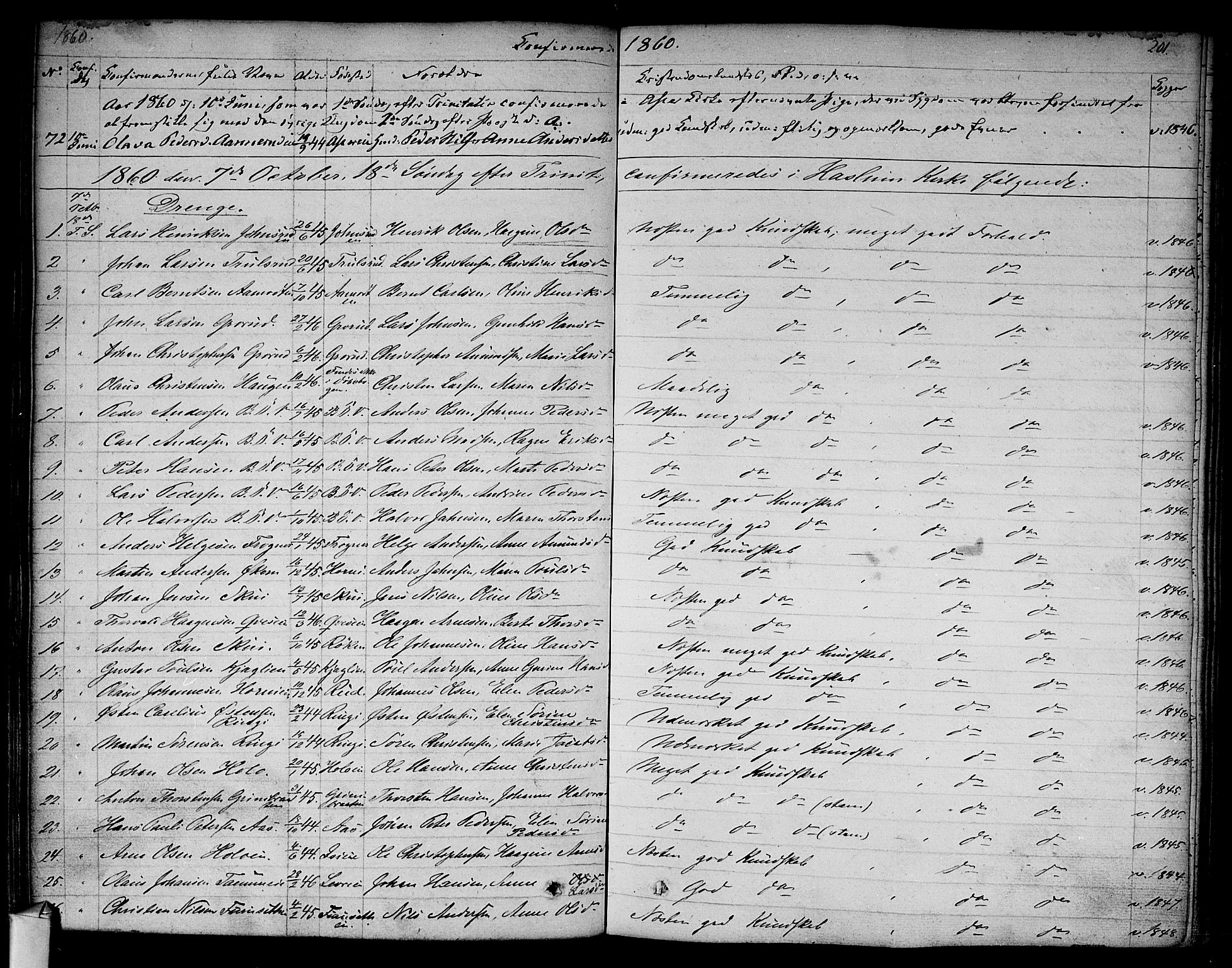 Asker prestekontor Kirkebøker, AV/SAO-A-10256a/F/Fa/L0009: Parish register (official) no. I 9, 1825-1878, p. 201