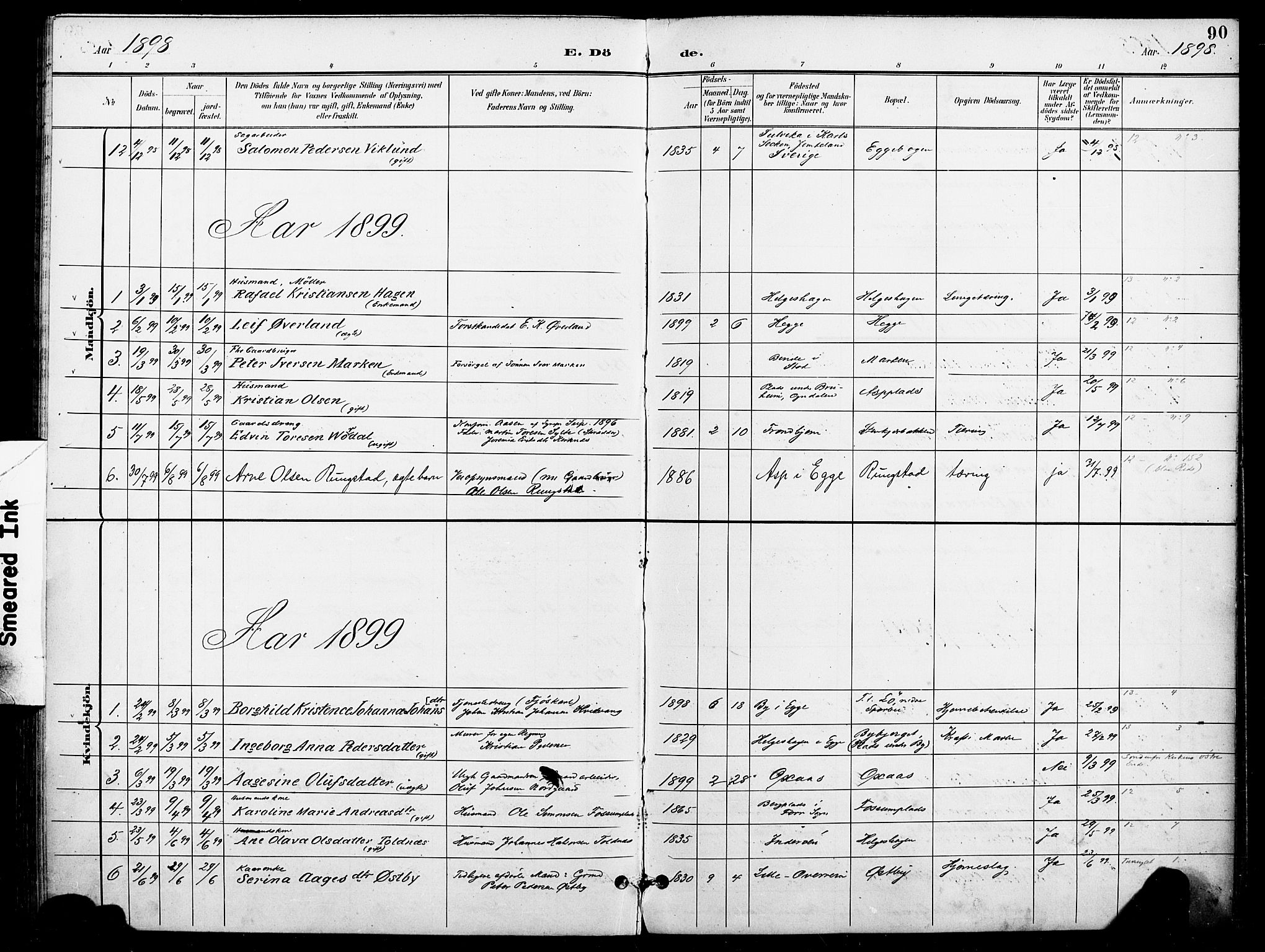 Ministerialprotokoller, klokkerbøker og fødselsregistre - Nord-Trøndelag, SAT/A-1458/740/L0379: Parish register (official) no. 740A02, 1895-1907, p. 90