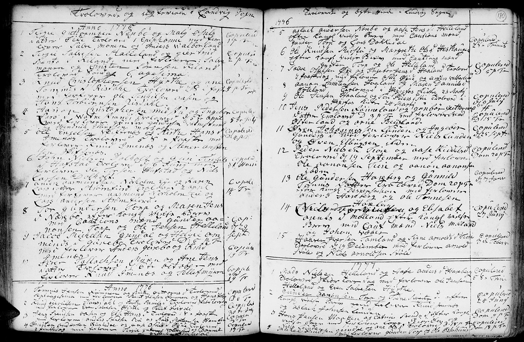 Hommedal sokneprestkontor, AV/SAK-1111-0023/F/Fa/Fab/L0002: Parish register (official) no. A 2 /1, 1741-1848, p. 180