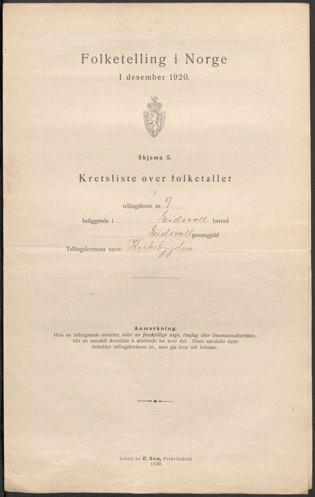 SAO, 1920 census for Eidsvoll, 1920, p. 38