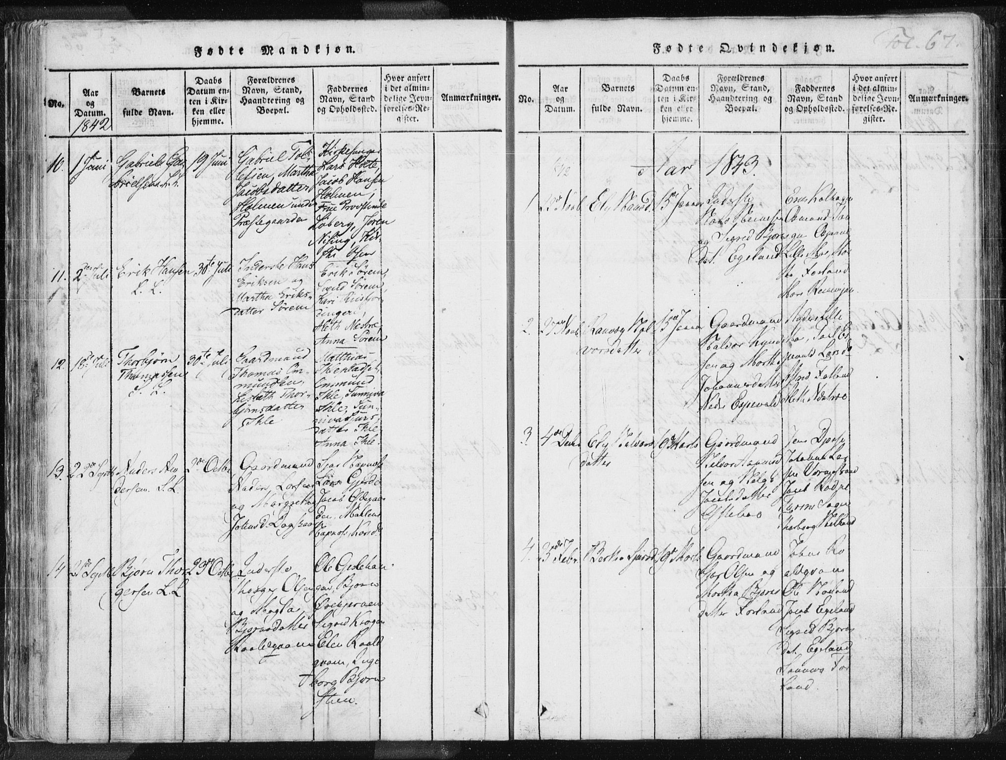 Vikedal sokneprestkontor, SAST/A-101840/01/IV: Parish register (official) no. A 3, 1817-1850, p. 67