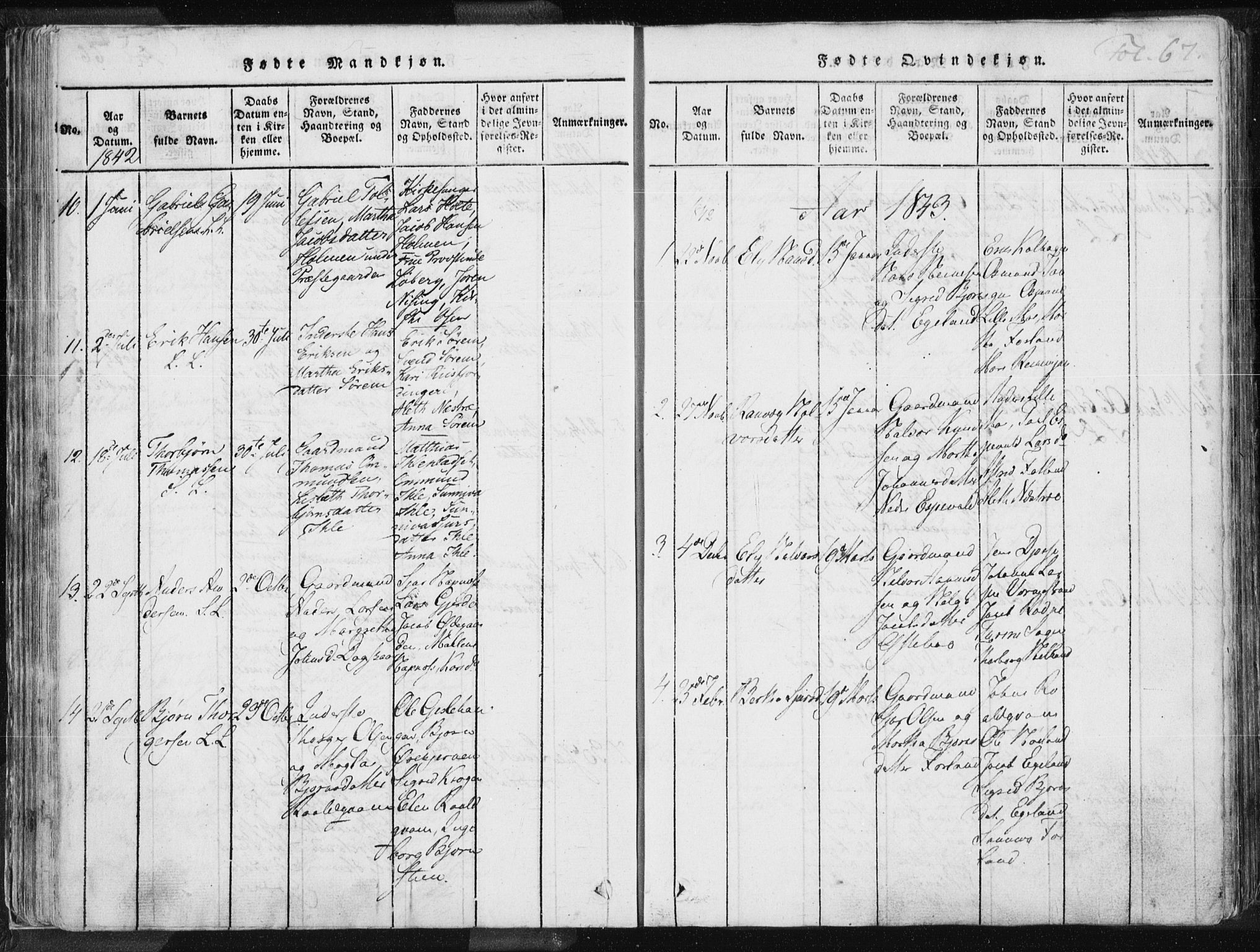 Vikedal sokneprestkontor, AV/SAST-A-101840/01/IV: Parish register (official) no. A 3, 1817-1850, p. 67