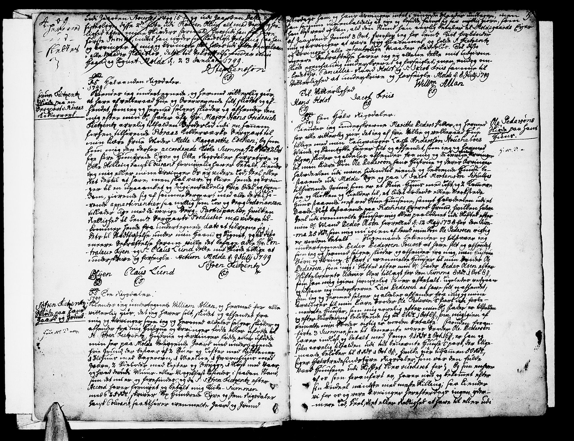 Molde byfogd, SAT/A-0025/2/2C/L0001: Mortgage book no. 1, 1748-1823, p. 4-5