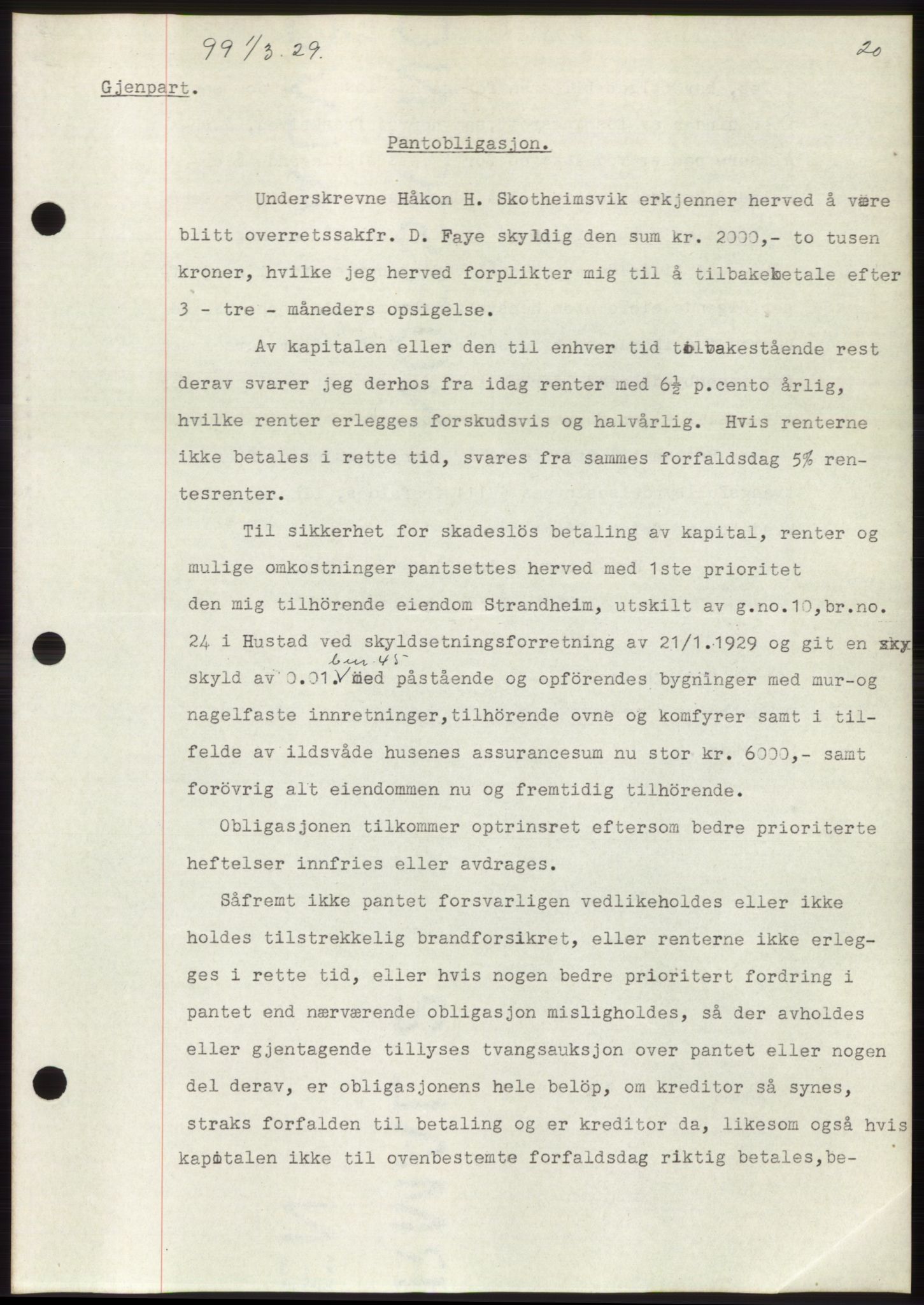 Romsdal sorenskriveri, AV/SAT-A-4149/1/2/2C/L0056: Mortgage book no. 50, 1929-1929, Deed date: 01.03.1929