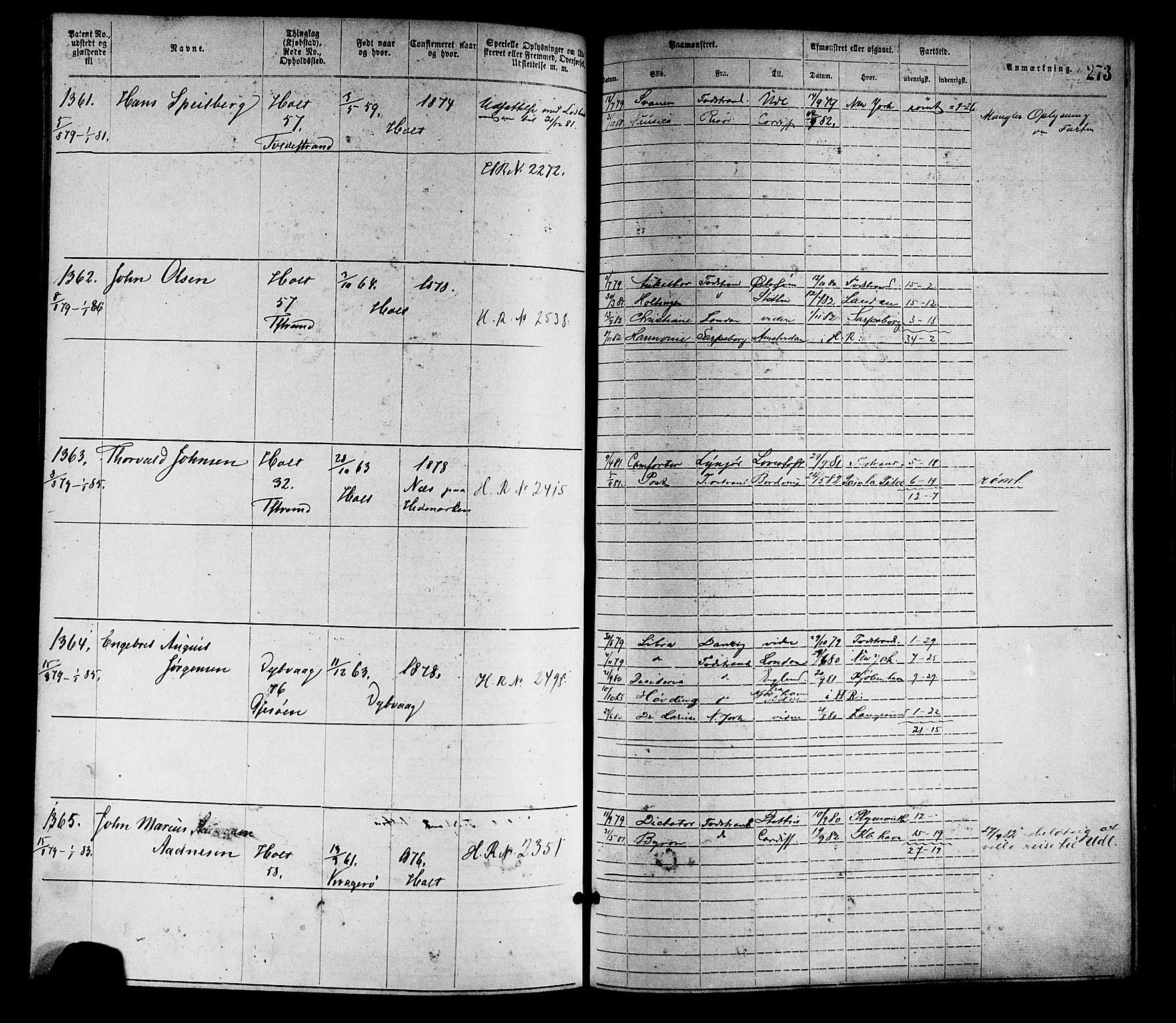 Tvedestrand mønstringskrets, SAK/2031-0011/F/Fa/L0001: Annotasjonsrulle nr 1-1905 med register, R-1, 1866-1886, p. 298