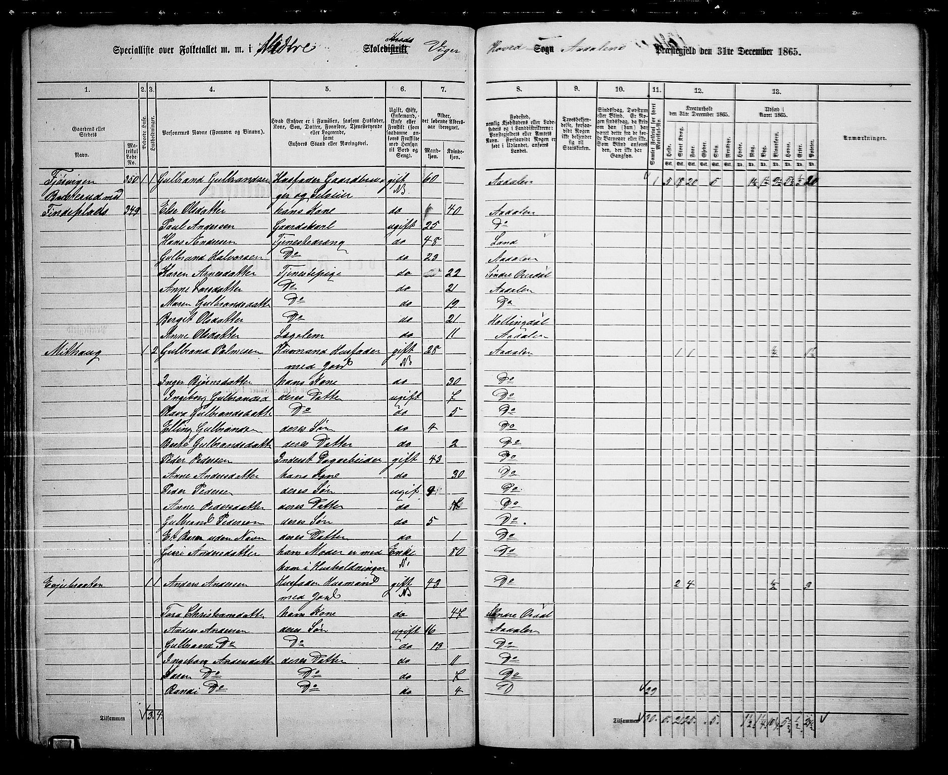 RA, 1865 census for Ådal, 1865, p. 57